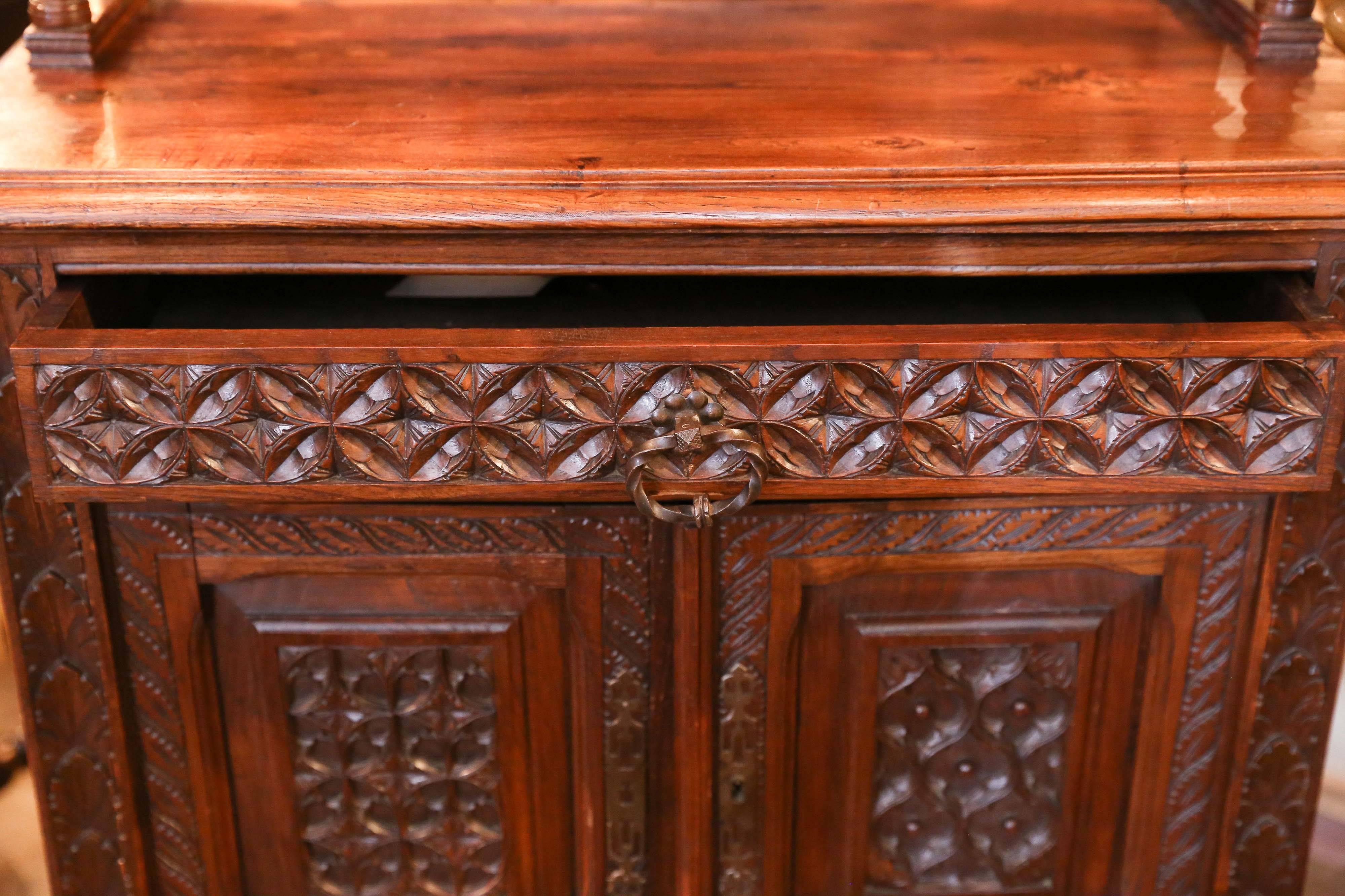 French Walnut Cabinet in Renaissance Style 19th Century 1