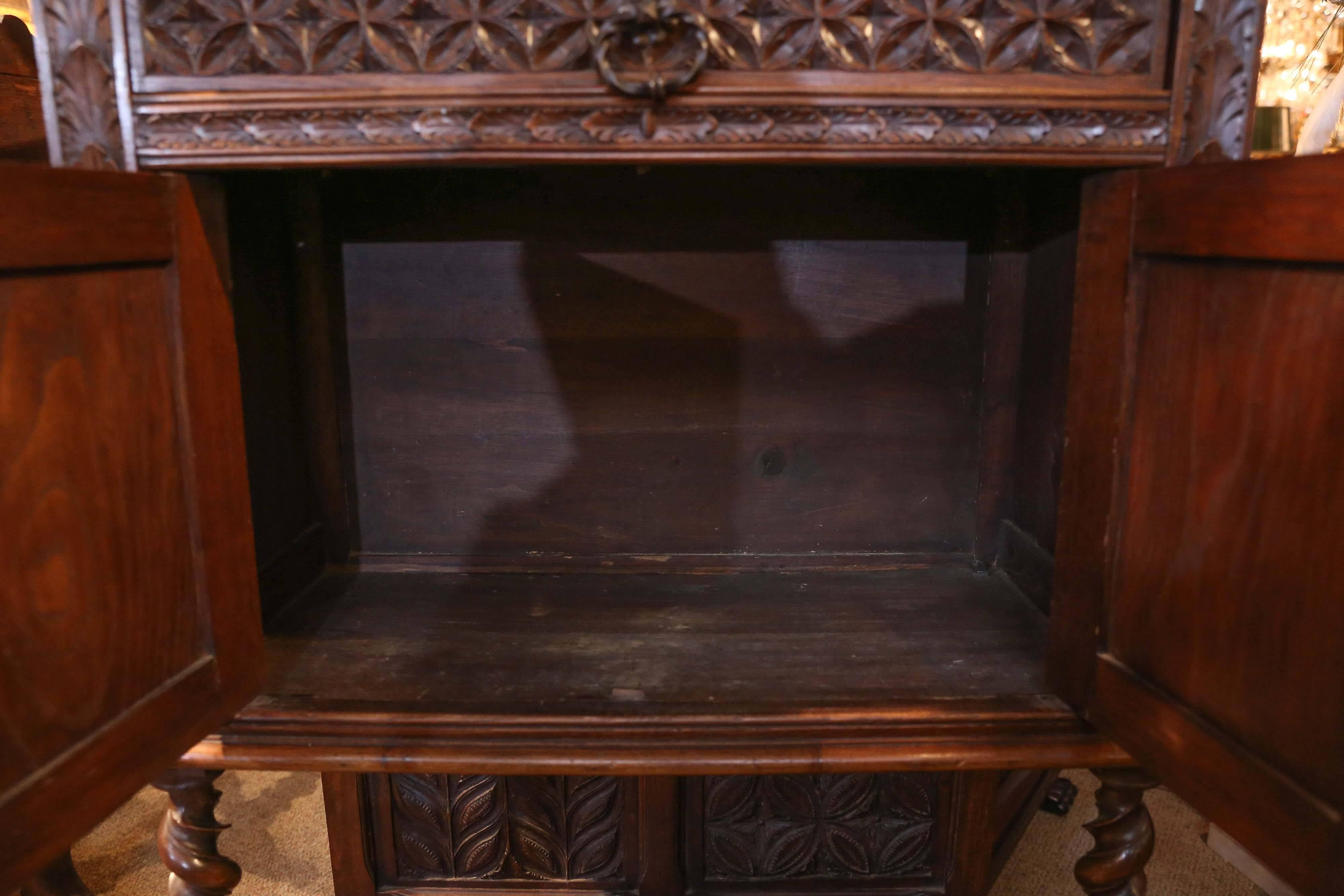 French Walnut Cabinet in Renaissance Style 19th Century 2