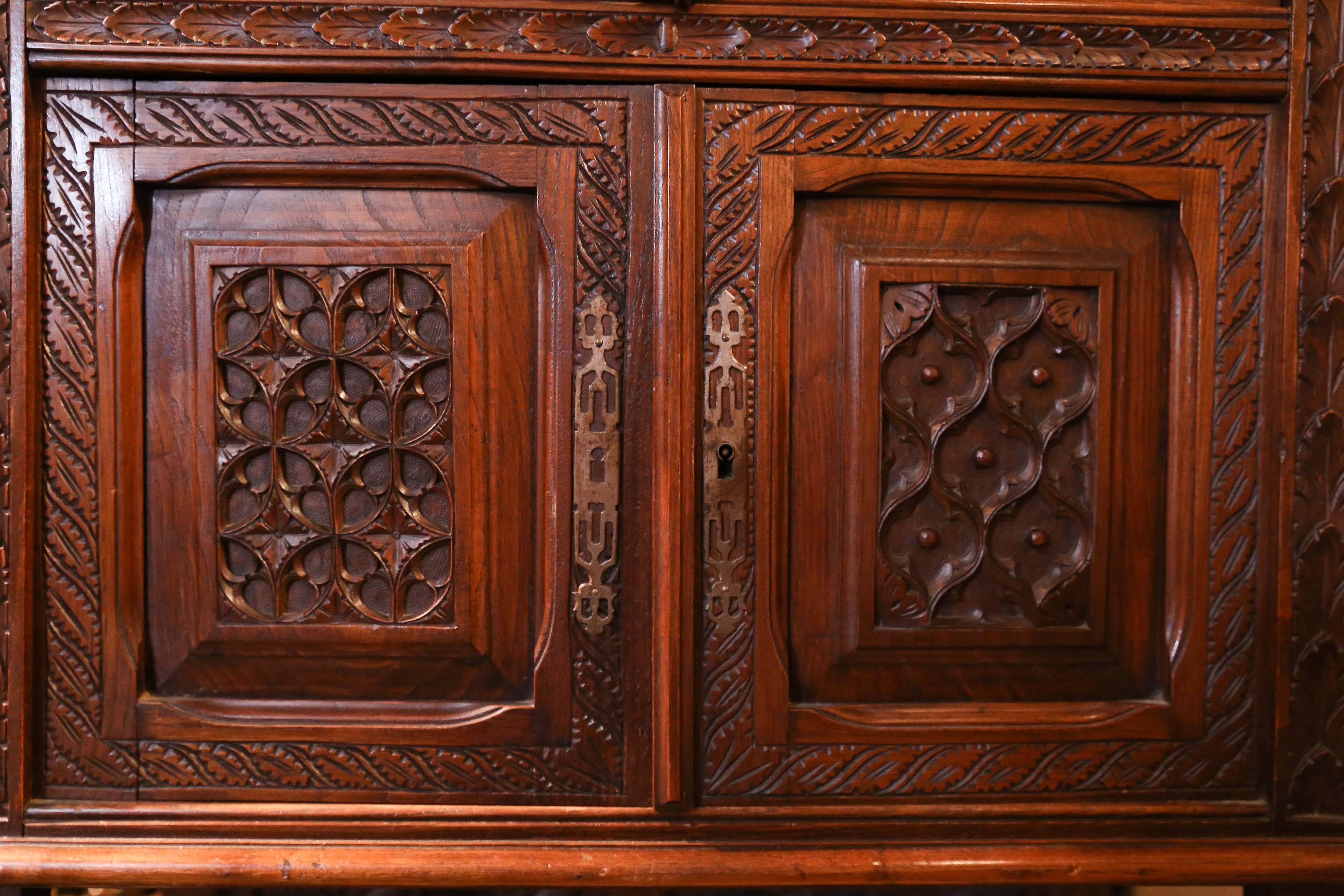 French Walnut Cabinet in Renaissance Style 19th Century 3