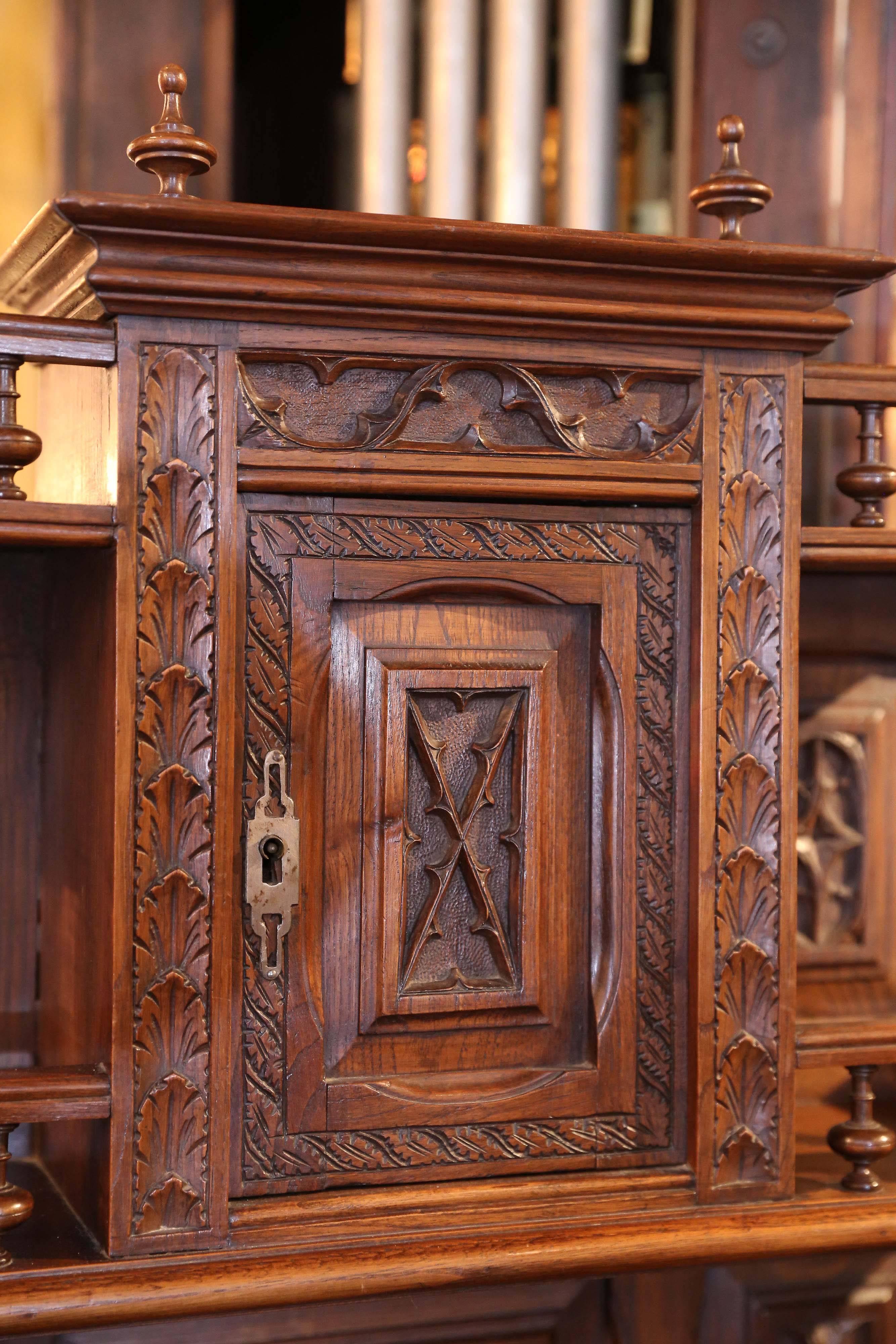 French Walnut Cabinet in Renaissance Style 19th Century 4