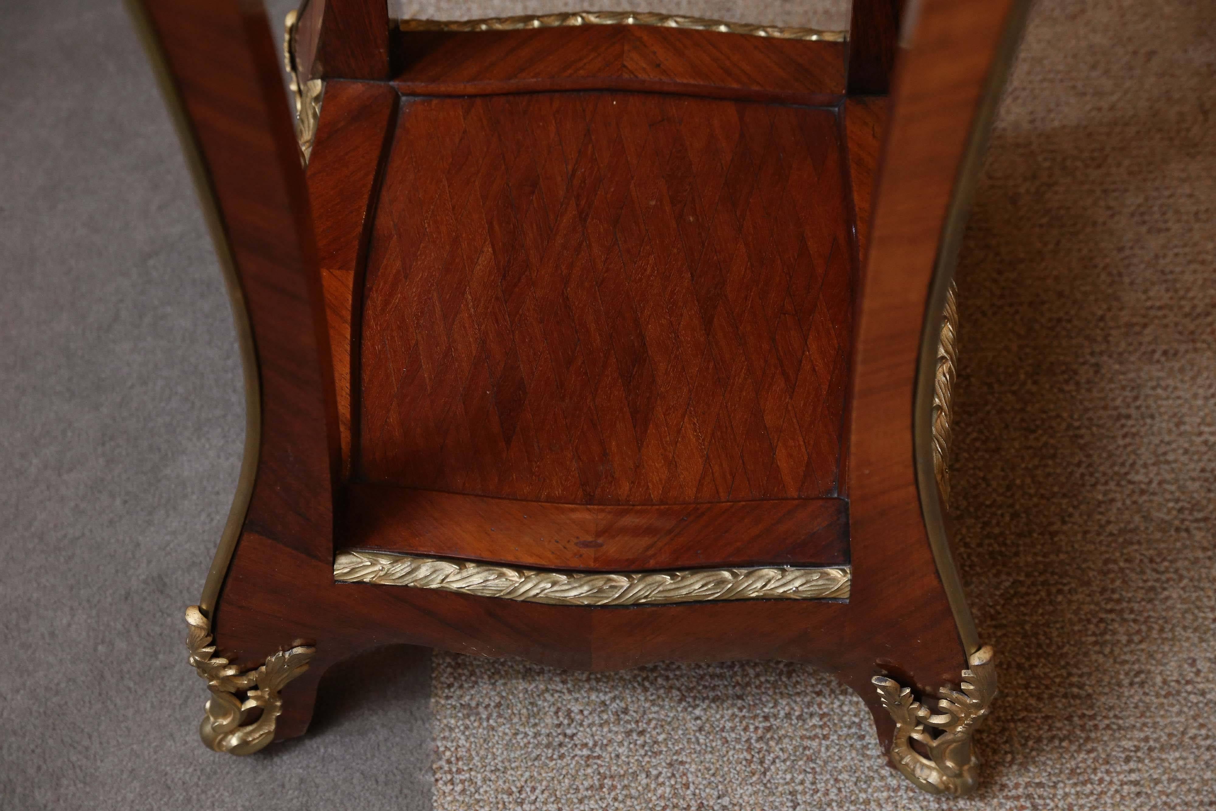 20th Century Pair of Tall French Marble-Top Pedestals with Ormolu Mounts and Cabriole Legs For Sale