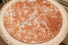 French Painted Occasional Round Table, 19th Century with Marble Top, Louis XV