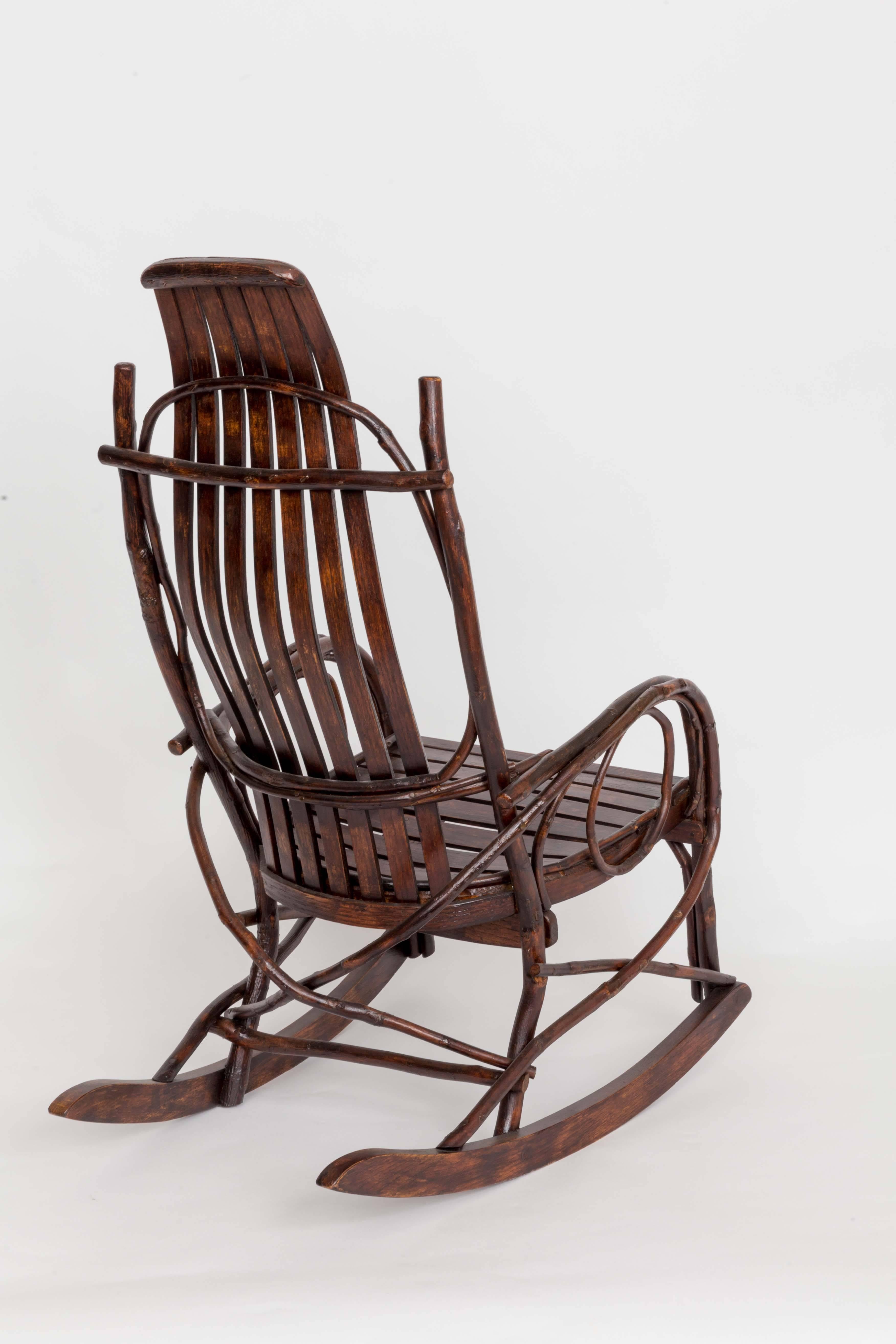 Hand-Crafted Early 20th-Century Adirondack Childs Rocker For Sale