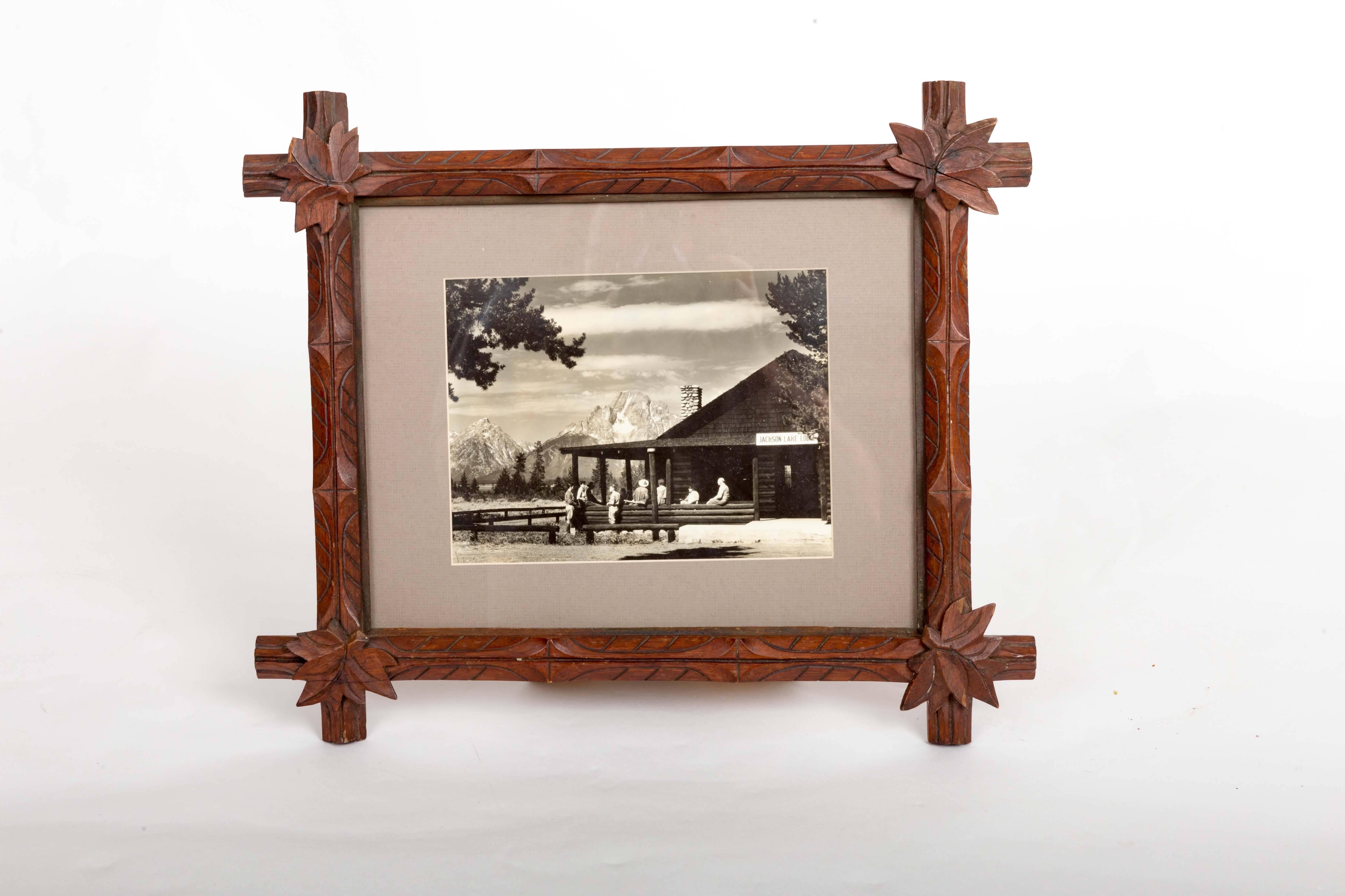 Mid-Century Dude Ranch photograph in 19th century Tramp Art frame.

Photo: 9.5