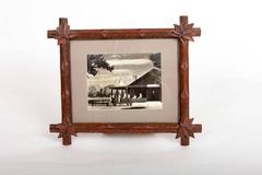 Mid-Century Dude Ranch Photograph in 19th Century Tramp Art Frame