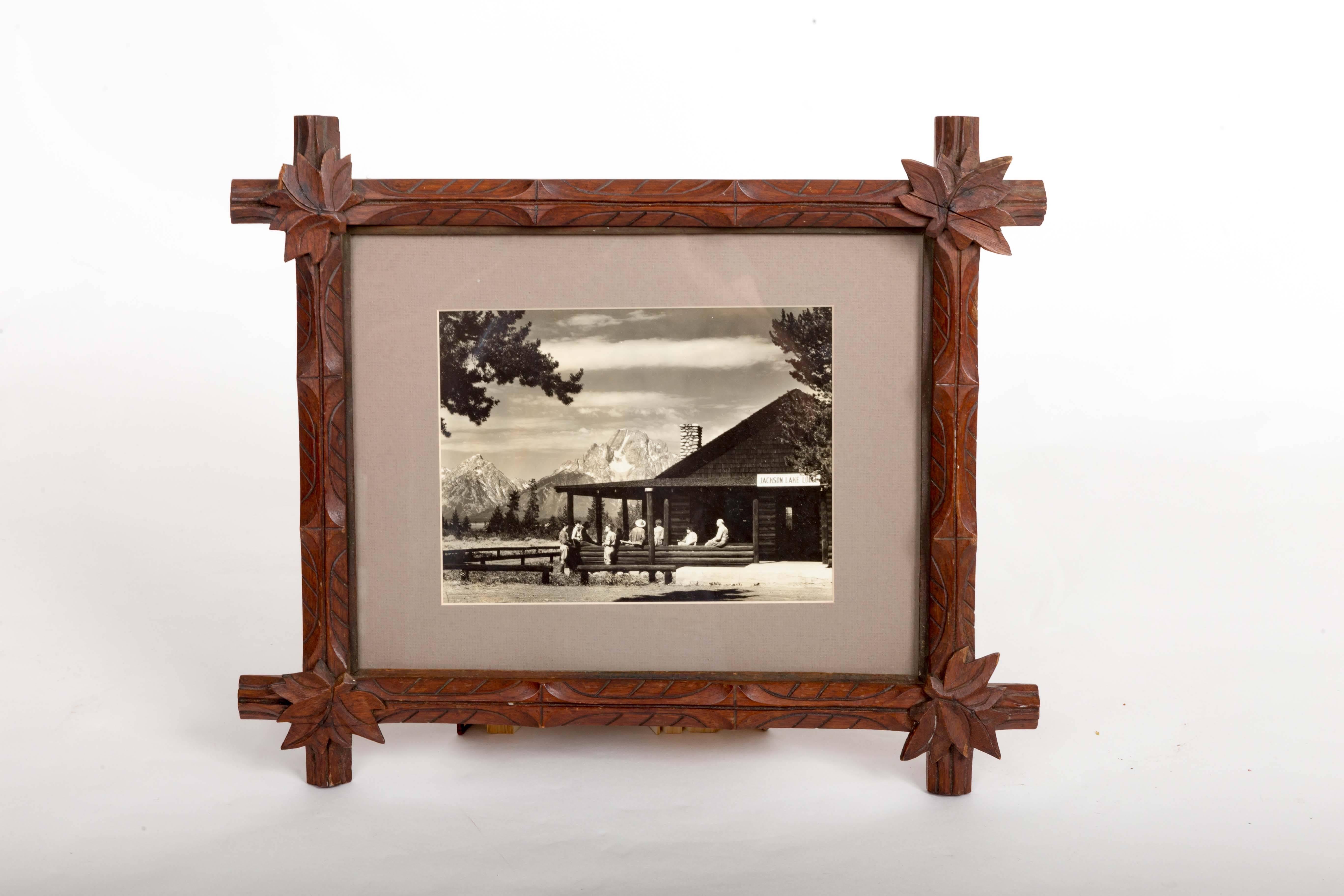 Mid-Century Dude Ranch Photograph in 19th Century Tramp Art Frame For Sale 2