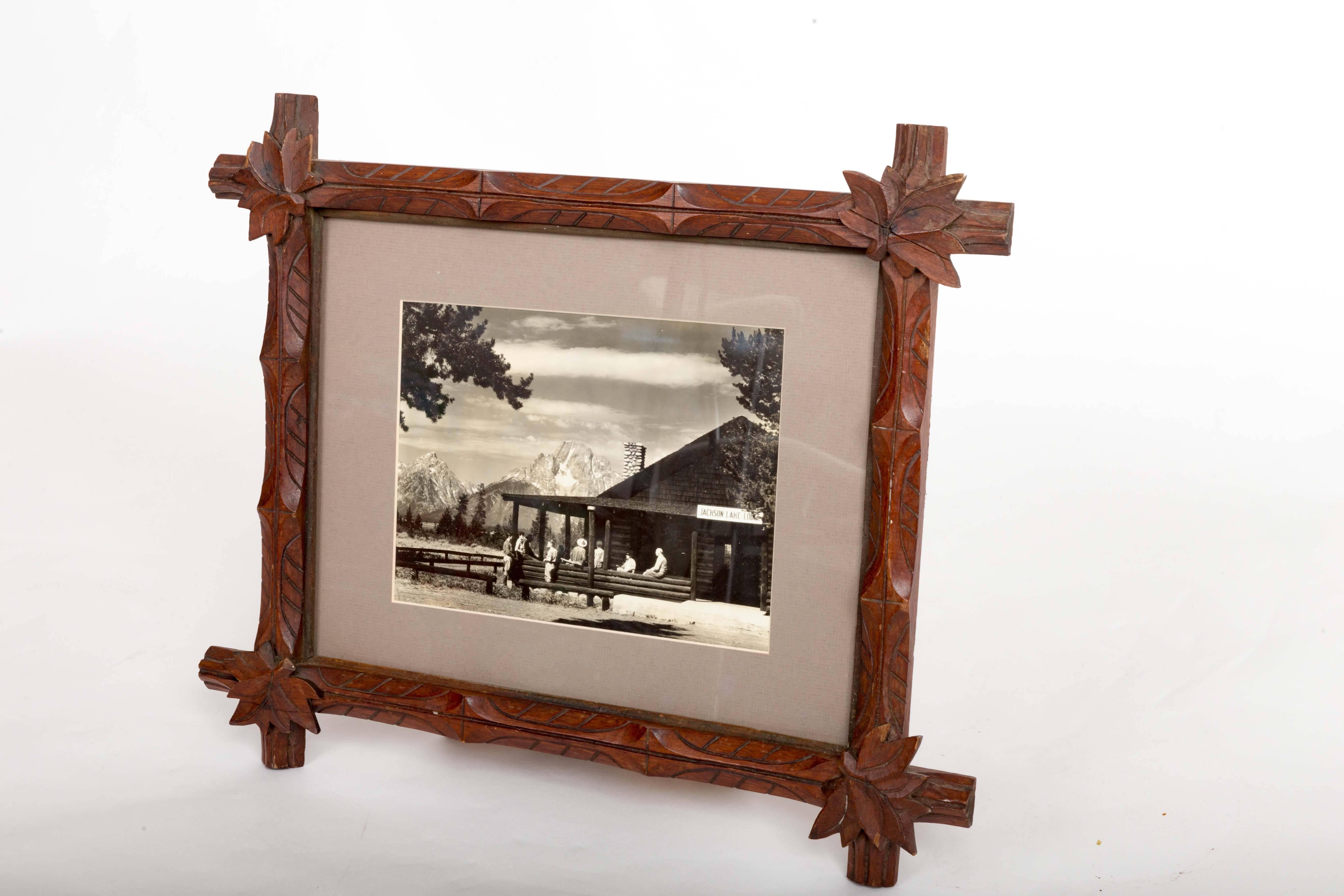 Mid-Century Dude Ranch Photograph in 19th Century Tramp Art Frame For Sale 3