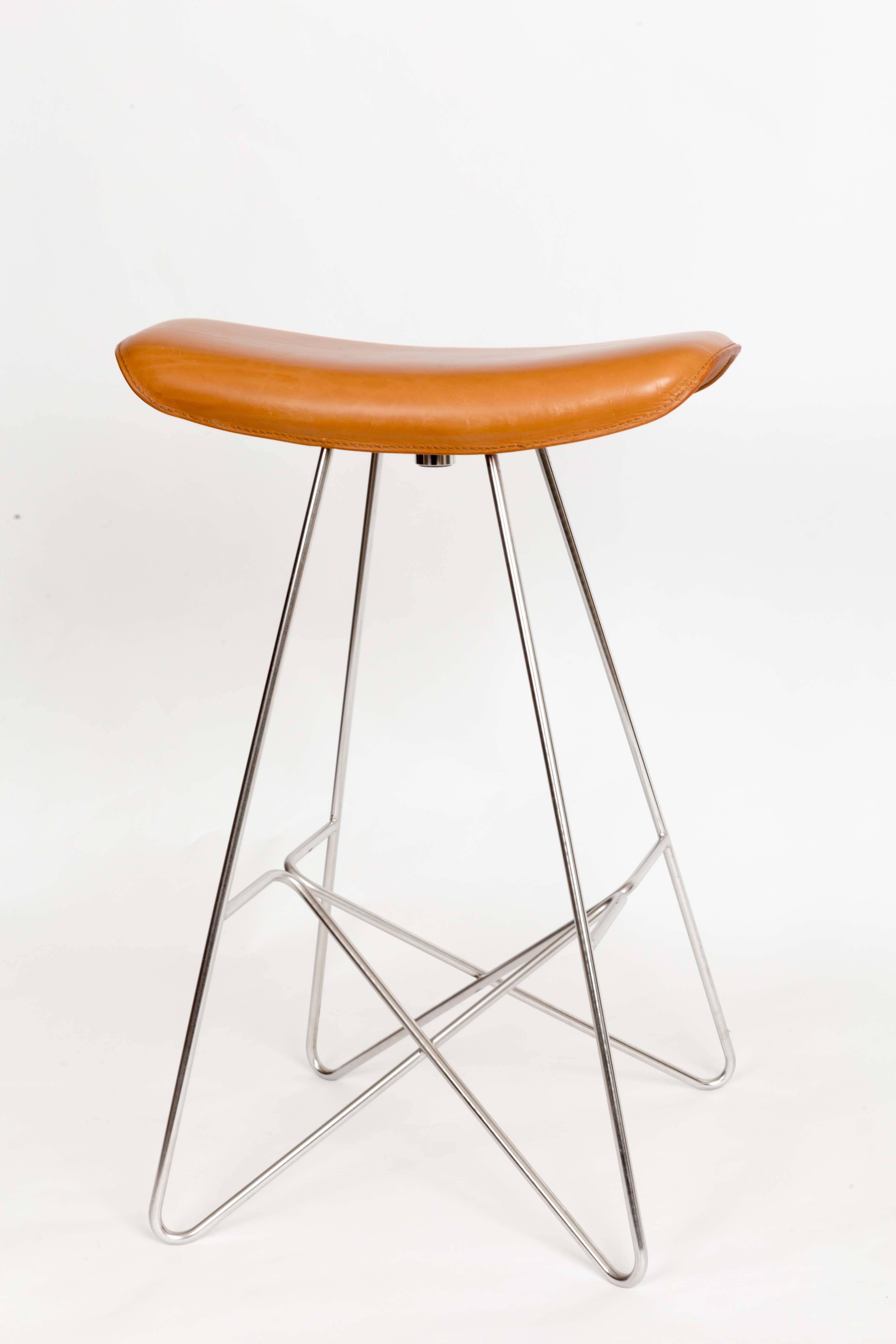 Set of three leather swivel stools.

From Anthony Baratta's Manhattan apartment.

 