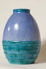 French Art Deco Stoneware Vase by Willy Wuilleumier Executed by Marcel Guillard