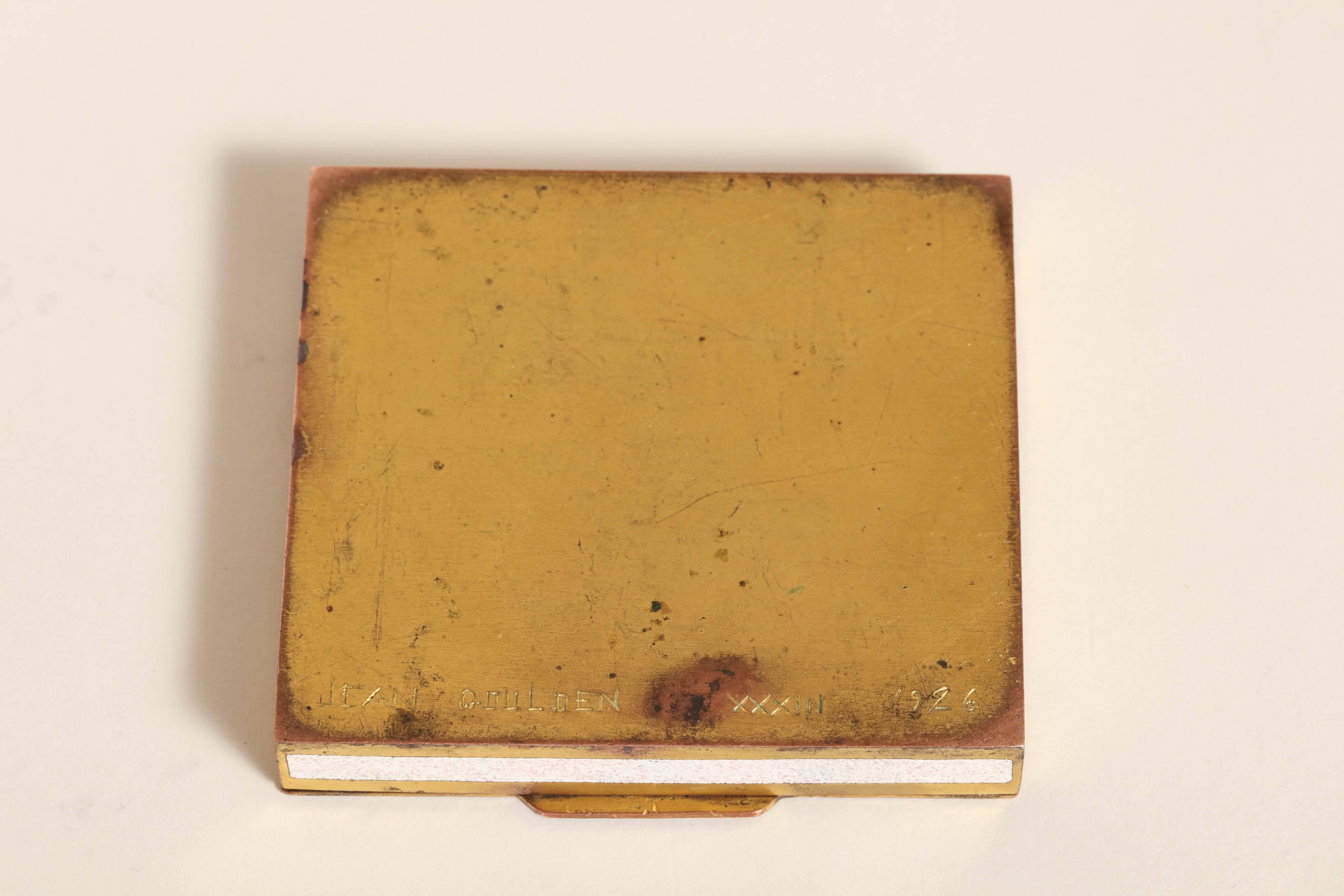 Jean Goulden French Art Deco Champlevé Enamel Copper Box For Sale 1