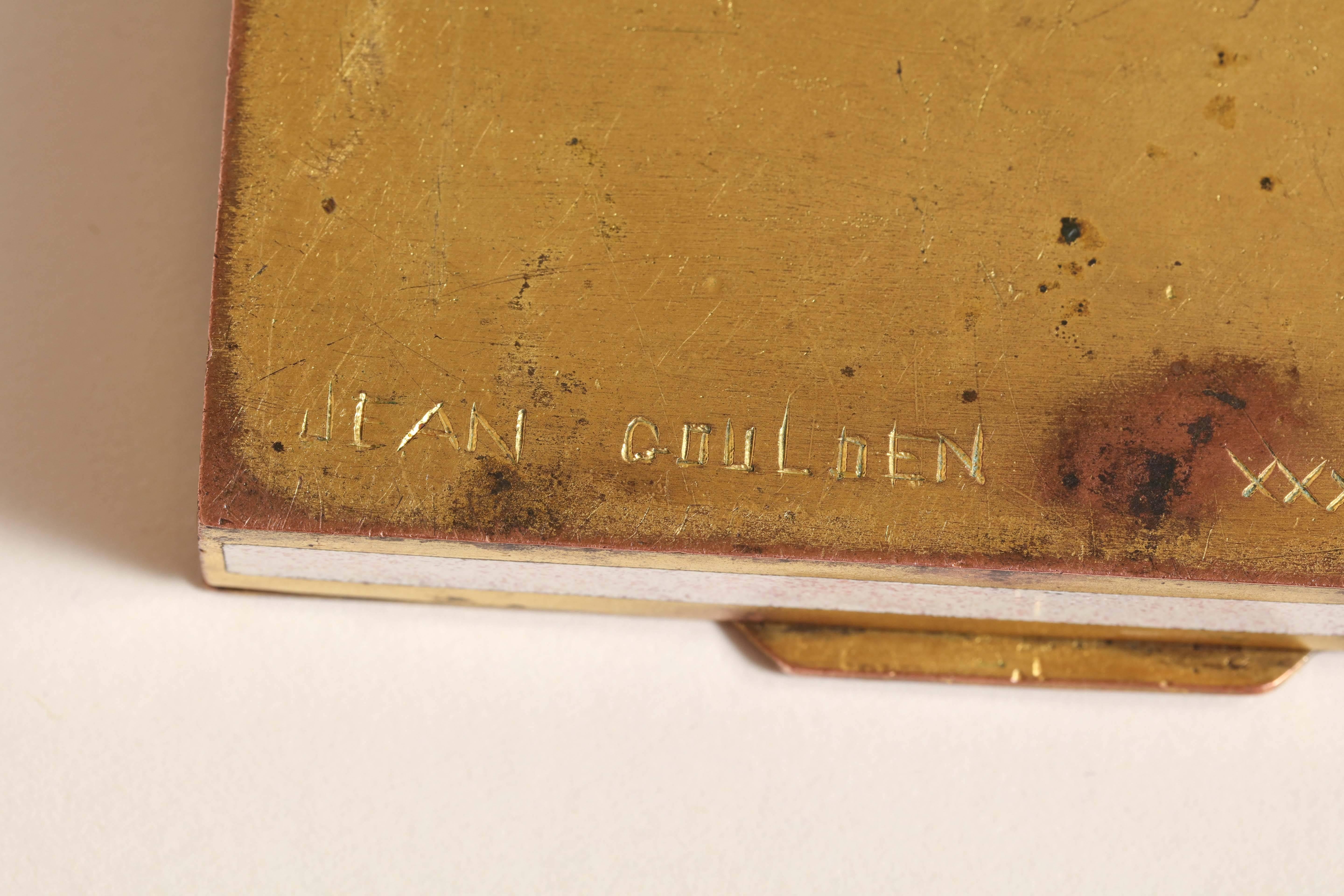 Jean Goulden French Art Deco Champlevé Enamel Copper Box For Sale 3