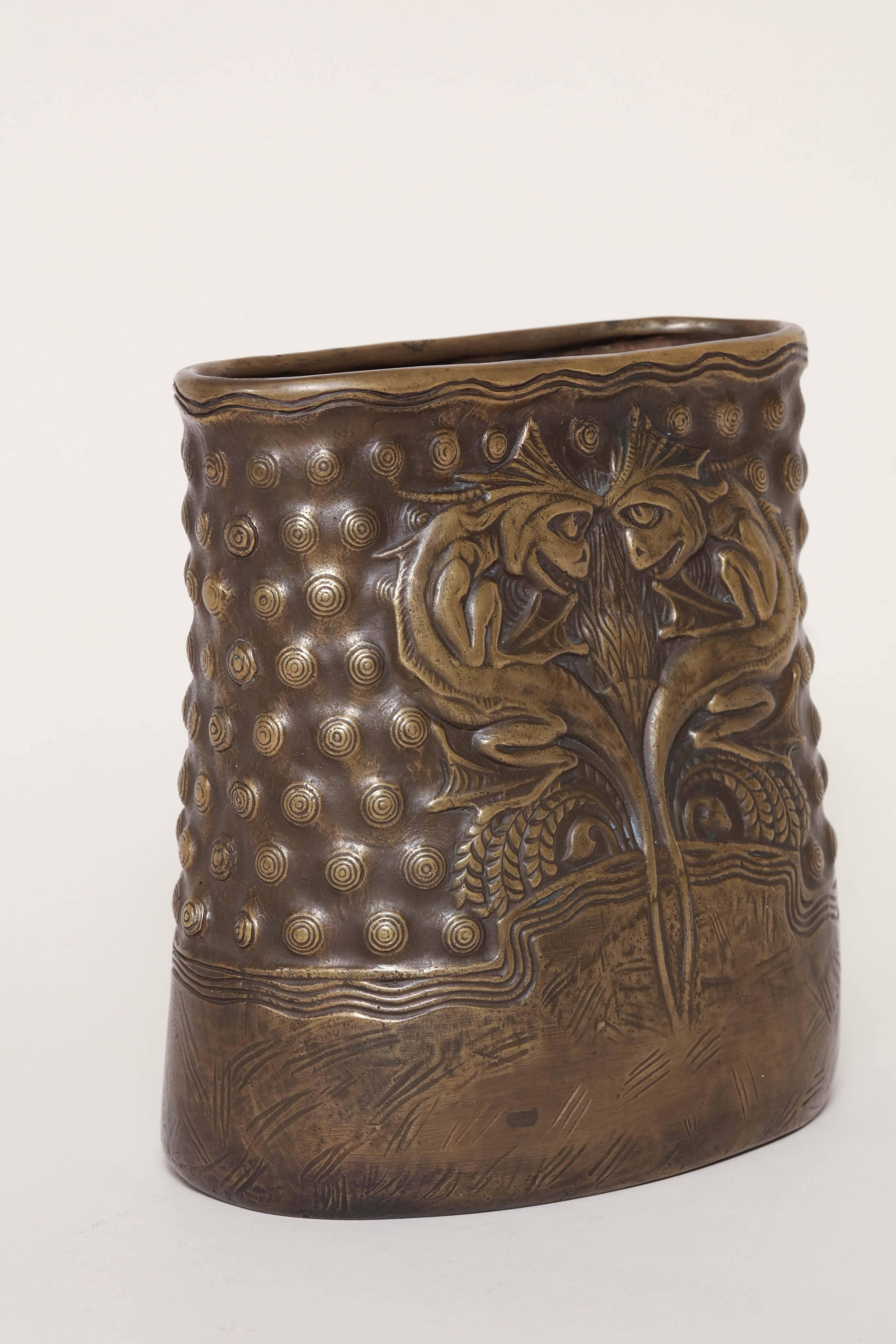 Gustave Gurschner Patinated Bronze Vase In Excellent Condition In New York, NY