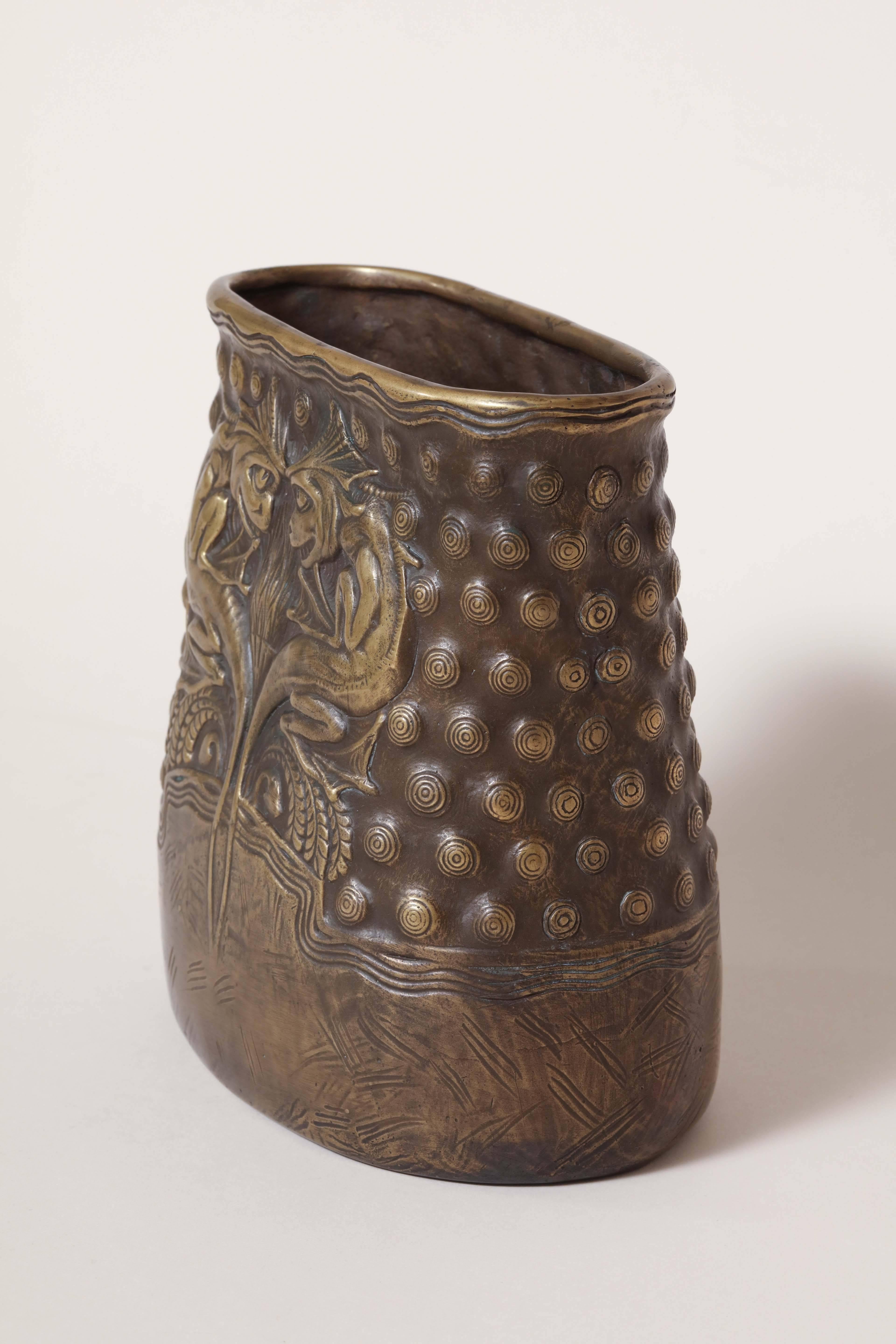 20th Century Gustave Gurschner Patinated Bronze Vase