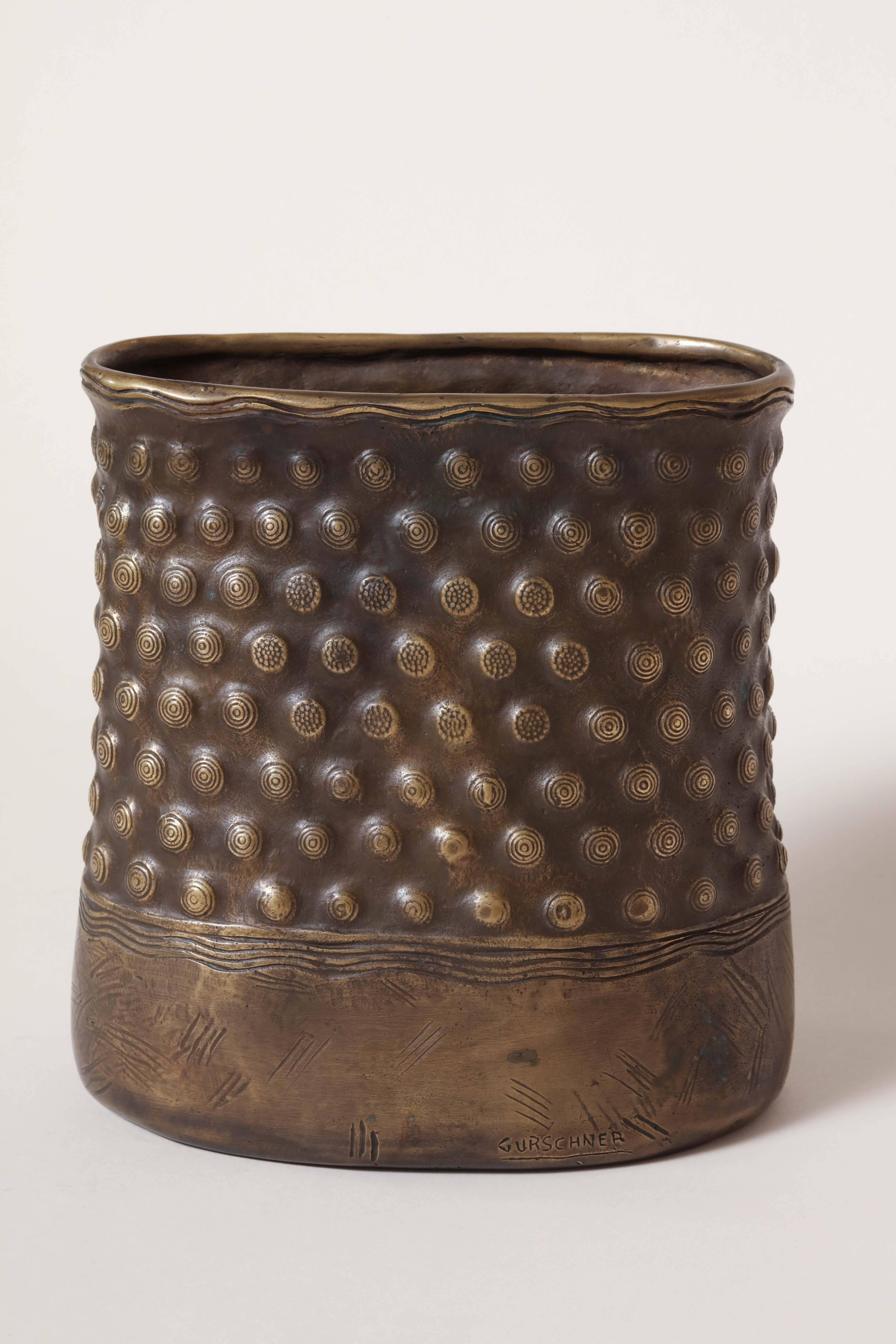 Gustave Gurschner Patinated Bronze Vase 1