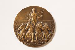 French Art Deco Bronze Medal Commemorating the SS L'Atlantique, 1931