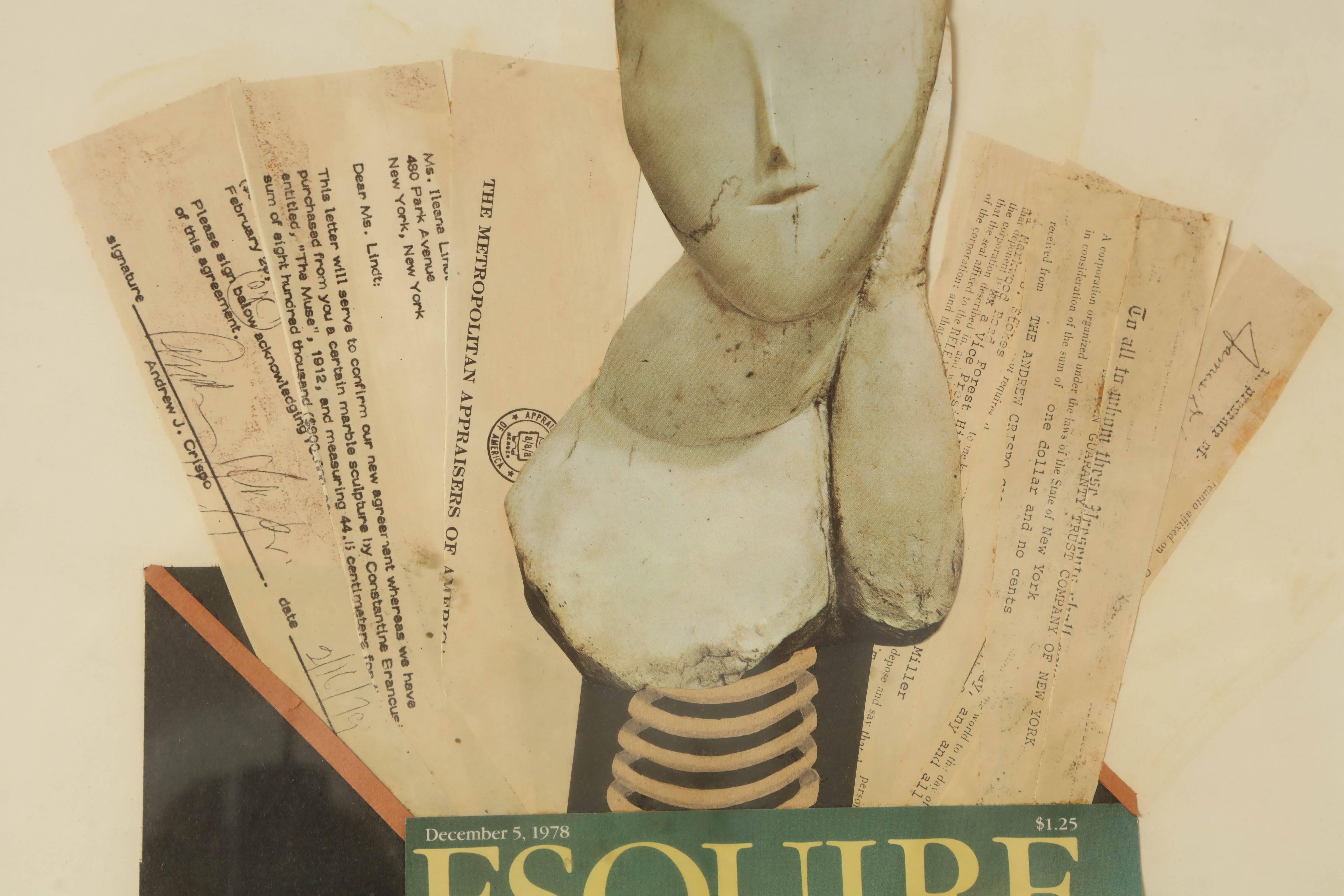 Découpage Collage Brancusi Lawsuit by Ellery Kurtz Presented to Roy Cohn by Andrew Crispo