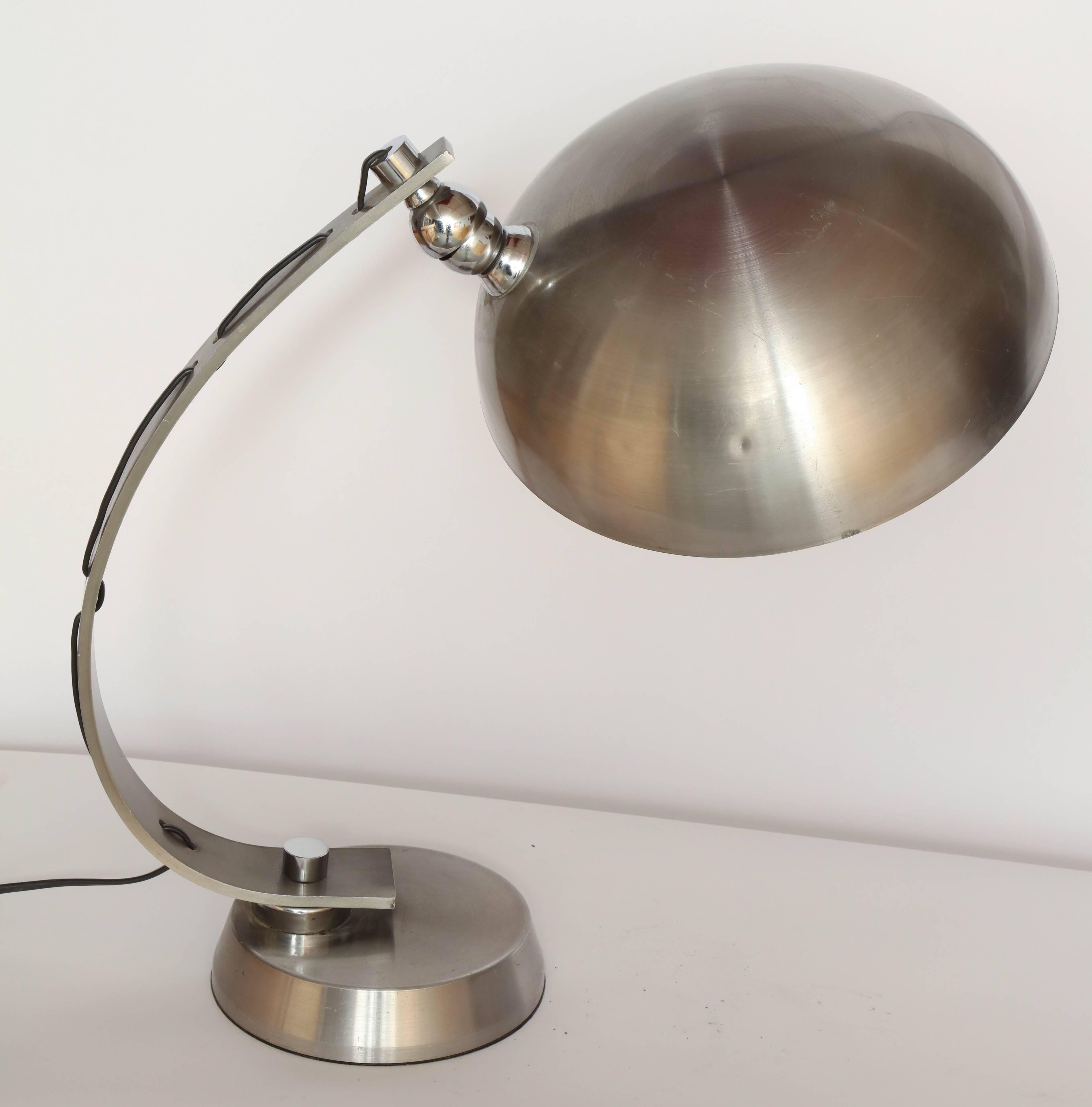 Articulated Table Lamp, Italy 1970s, Brushed Aluminum 1