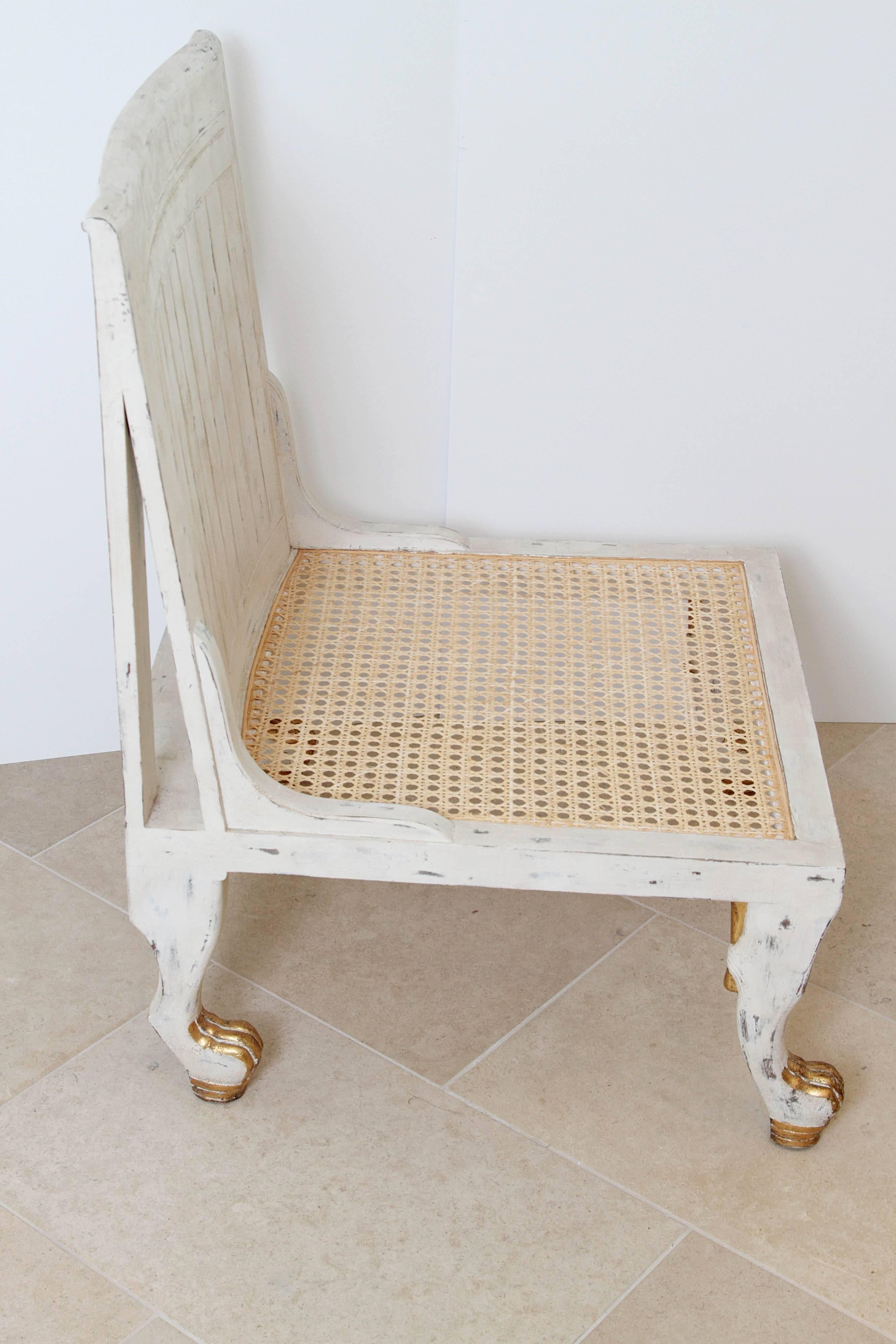 20th Century Pair of White Painted and Parcel-Gilt Thebes Chairs