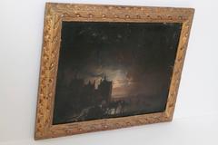 Circle of Jacobus Theodorus Ables, "A Winter's Night" Oil on Panel