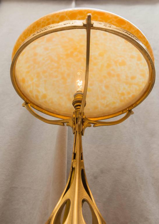 Austrian Art Nouveau Lamp with Handblown Shade at 1stDibs