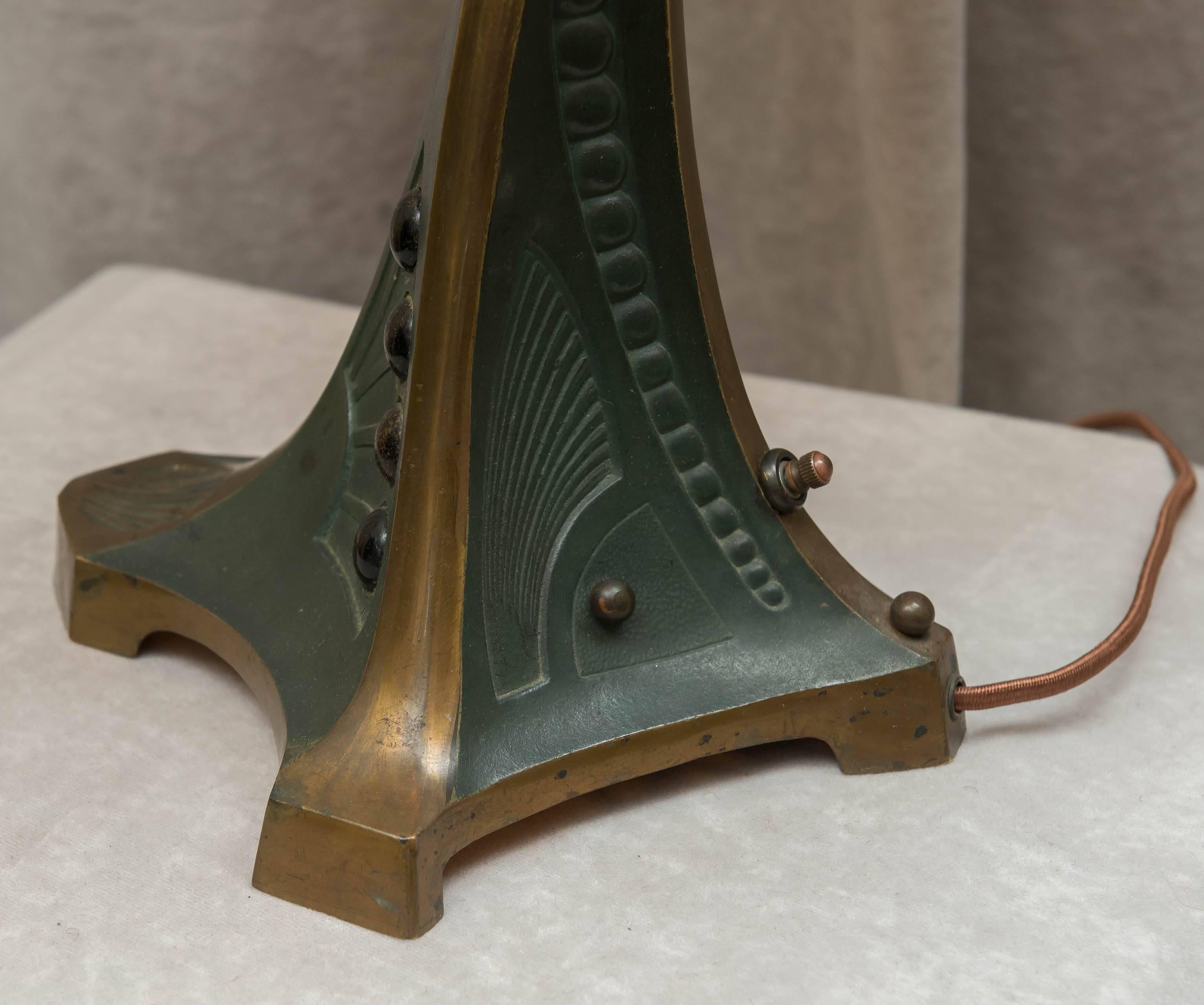 Austrian Art Nouveau/Secessionist Lamp with Red Cabachons 1