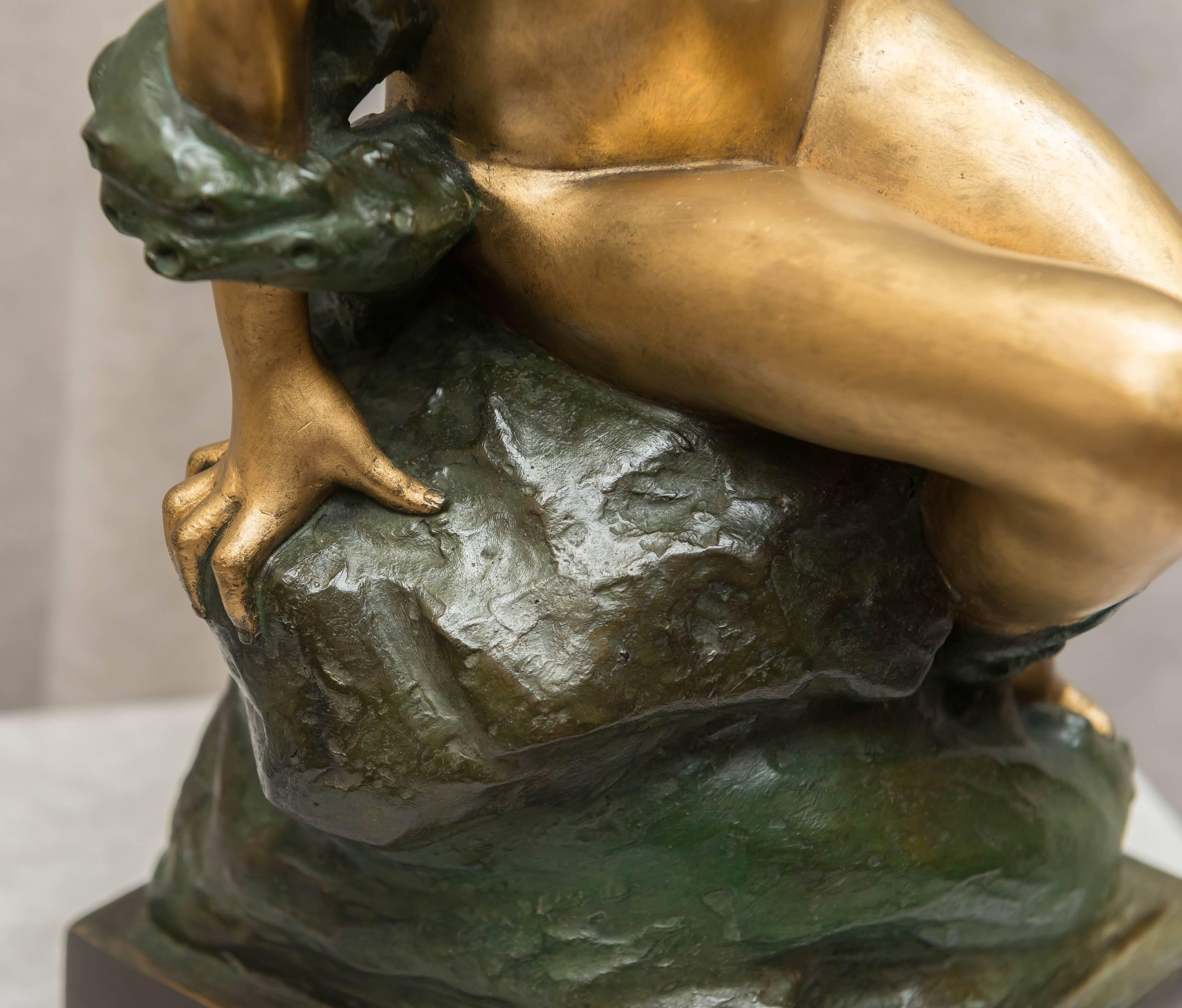Italiano Bronzo erotico, nudo e polipo, Art Nouveau, 1900 ca. in vendita