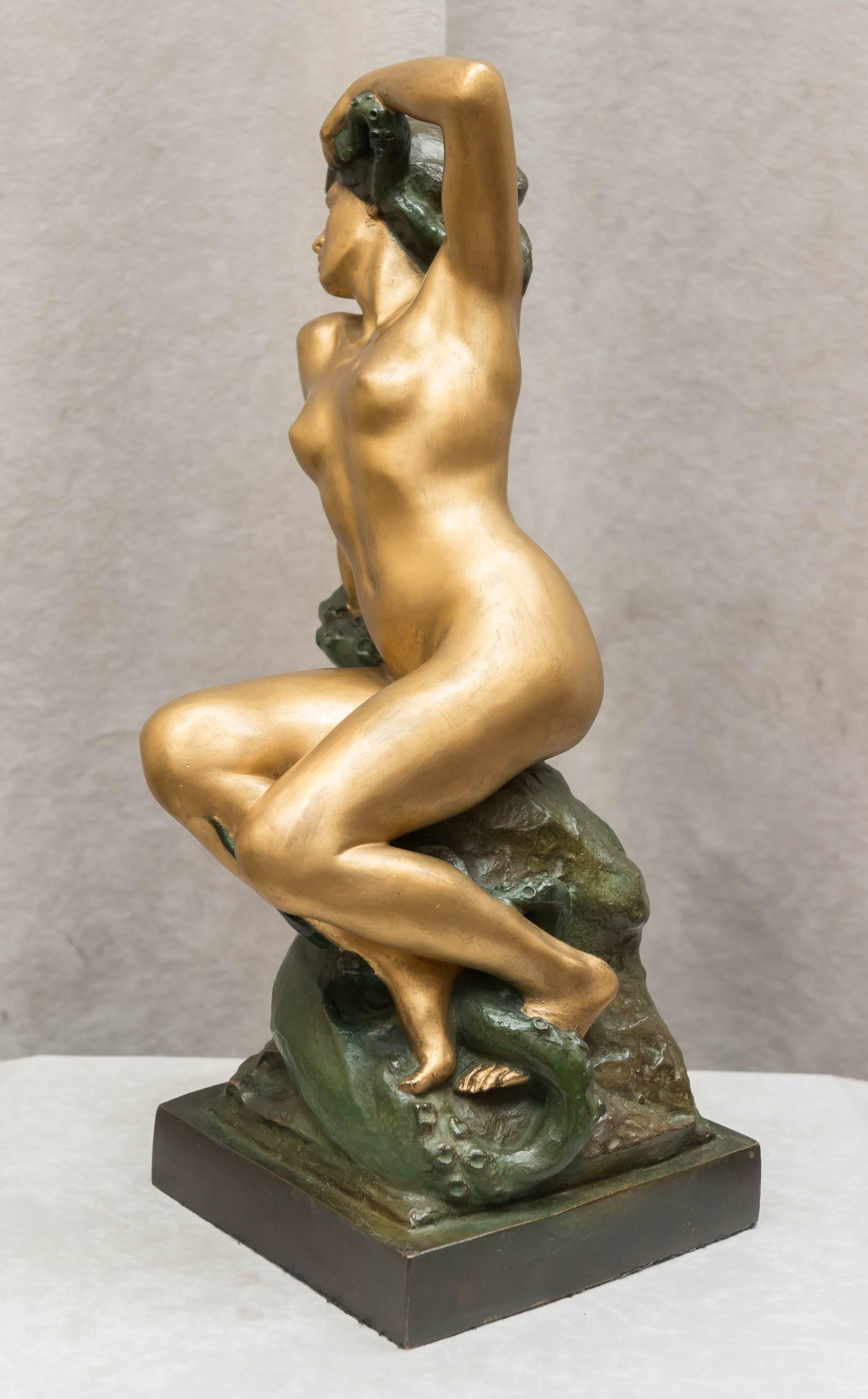 Patinato Bronzo erotico, nudo e polipo, Art Nouveau, 1900 ca. in vendita