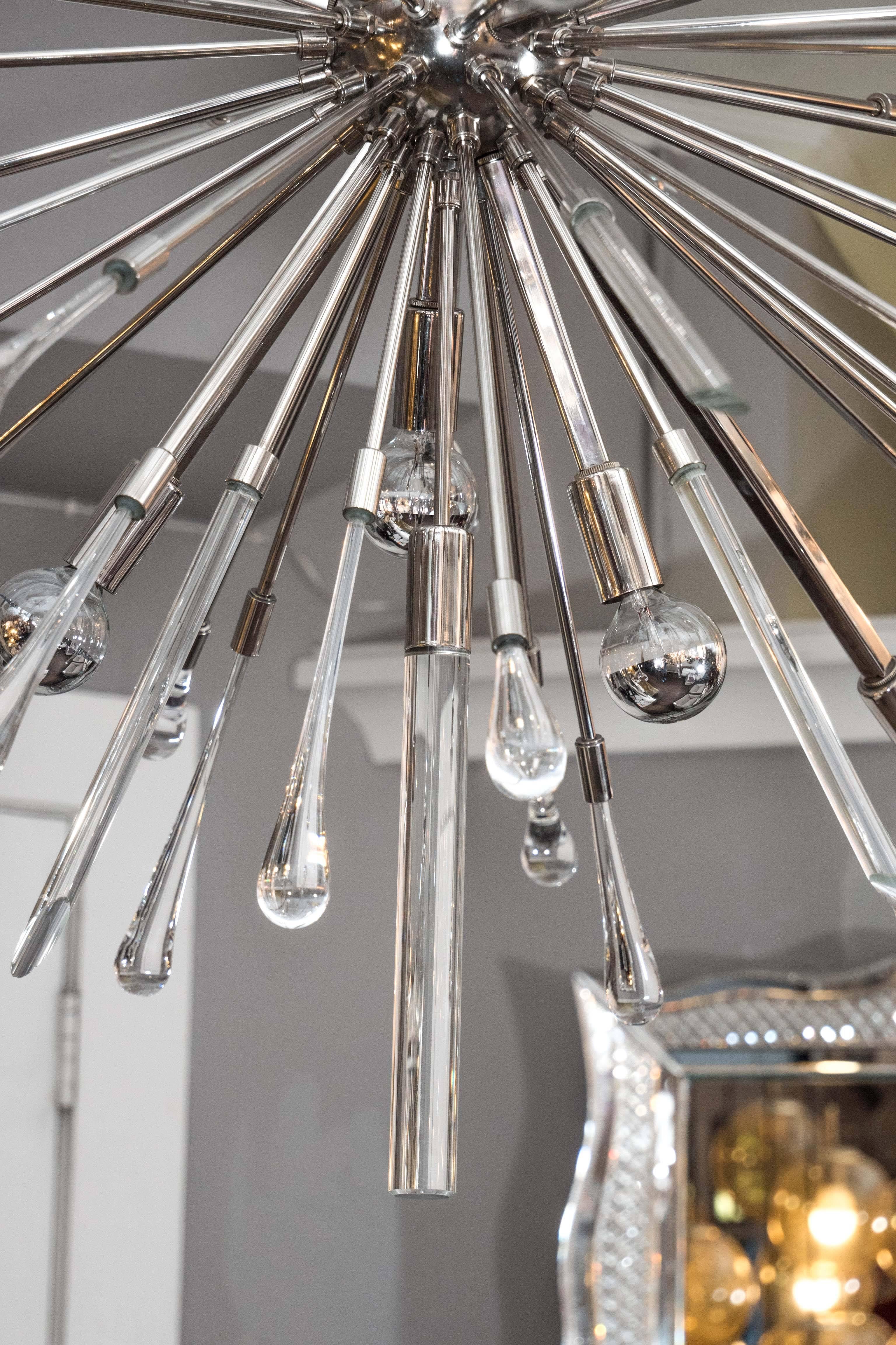 Modern Polished Nickel Teardrop Chandelier