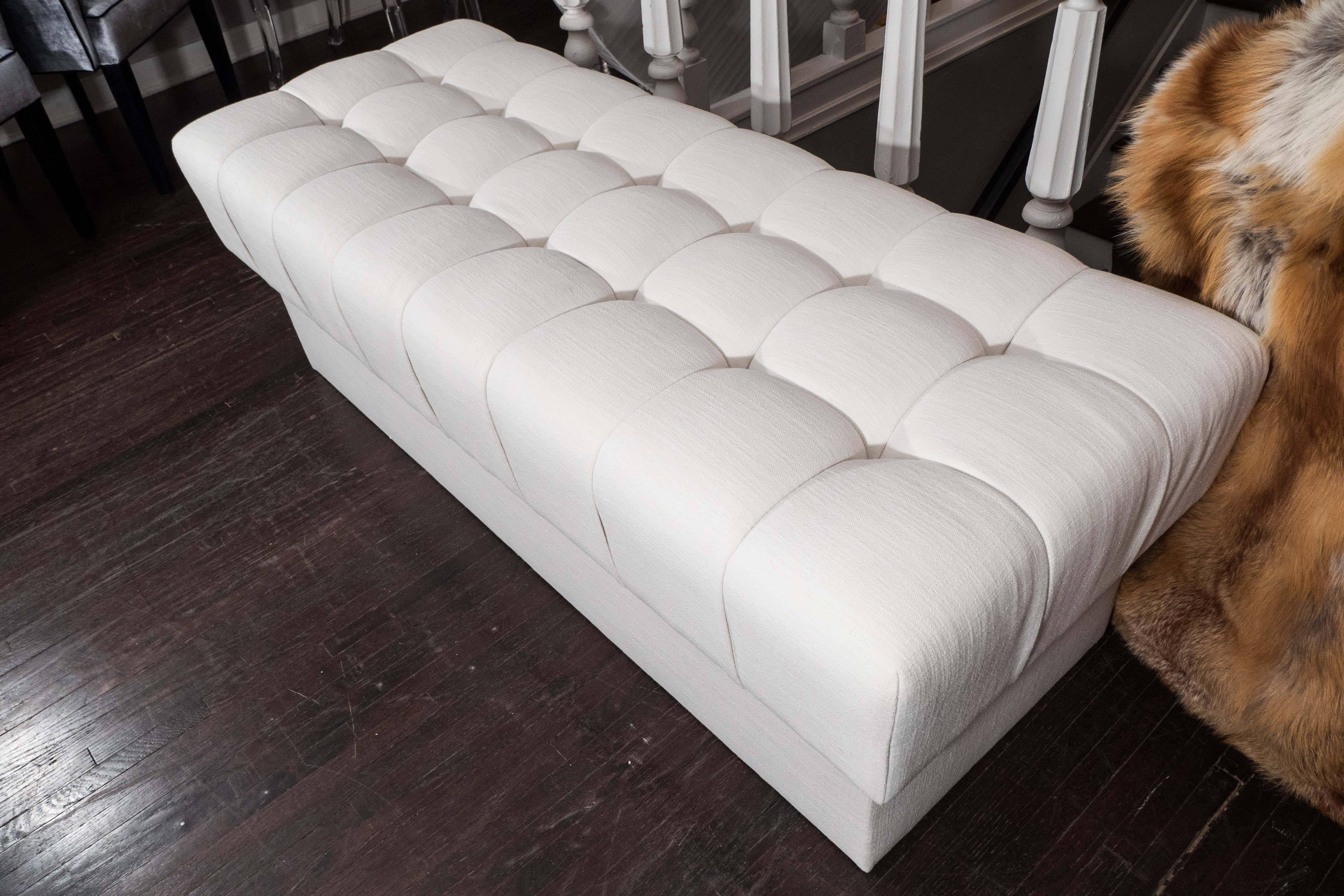 Fully Upholstered Tufted Bench In Excellent Condition In New York, NY
