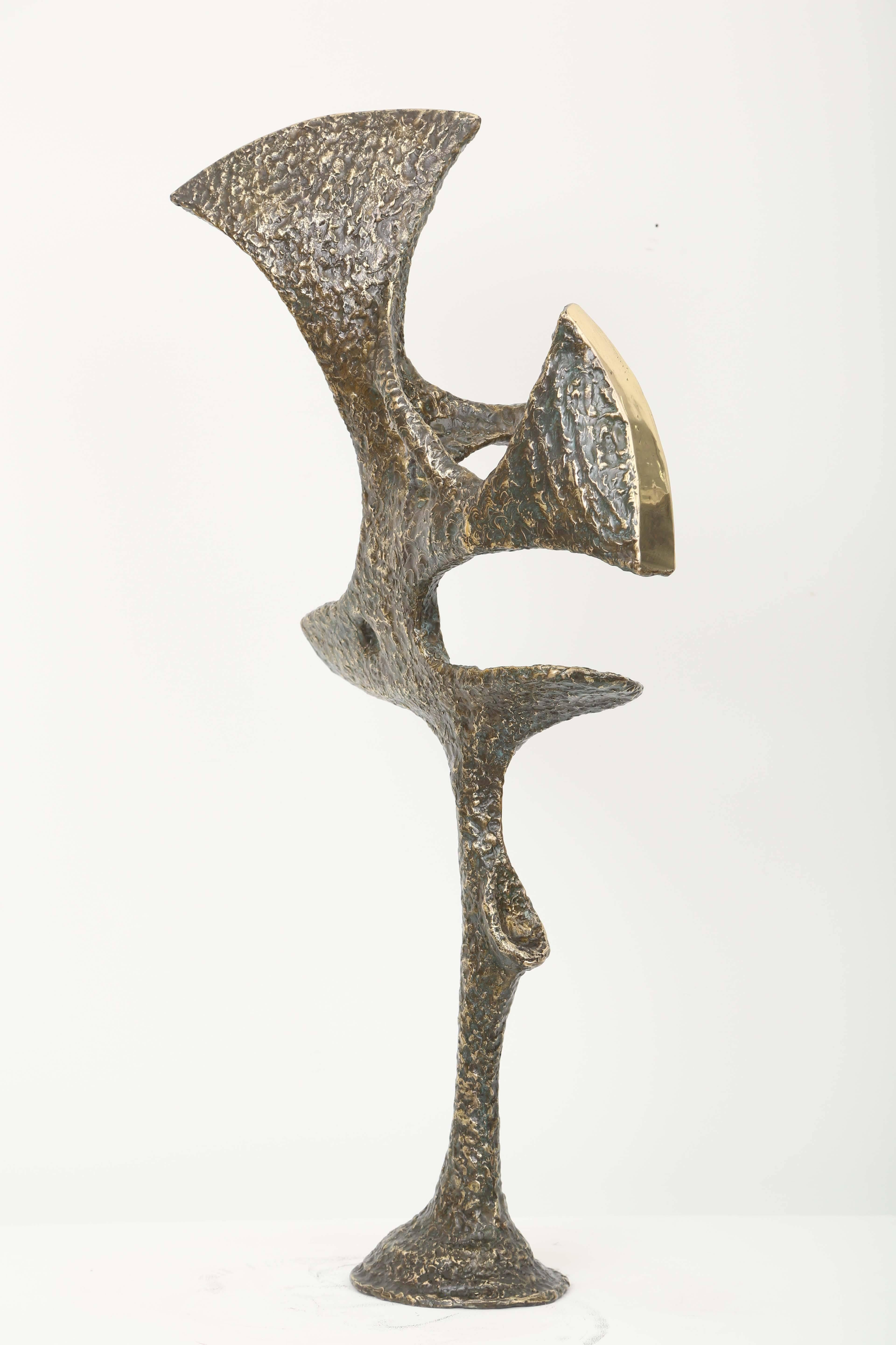 French Abstract Midcentury Bronze Sculpture by Jacques Duval, Brasseur For Sale