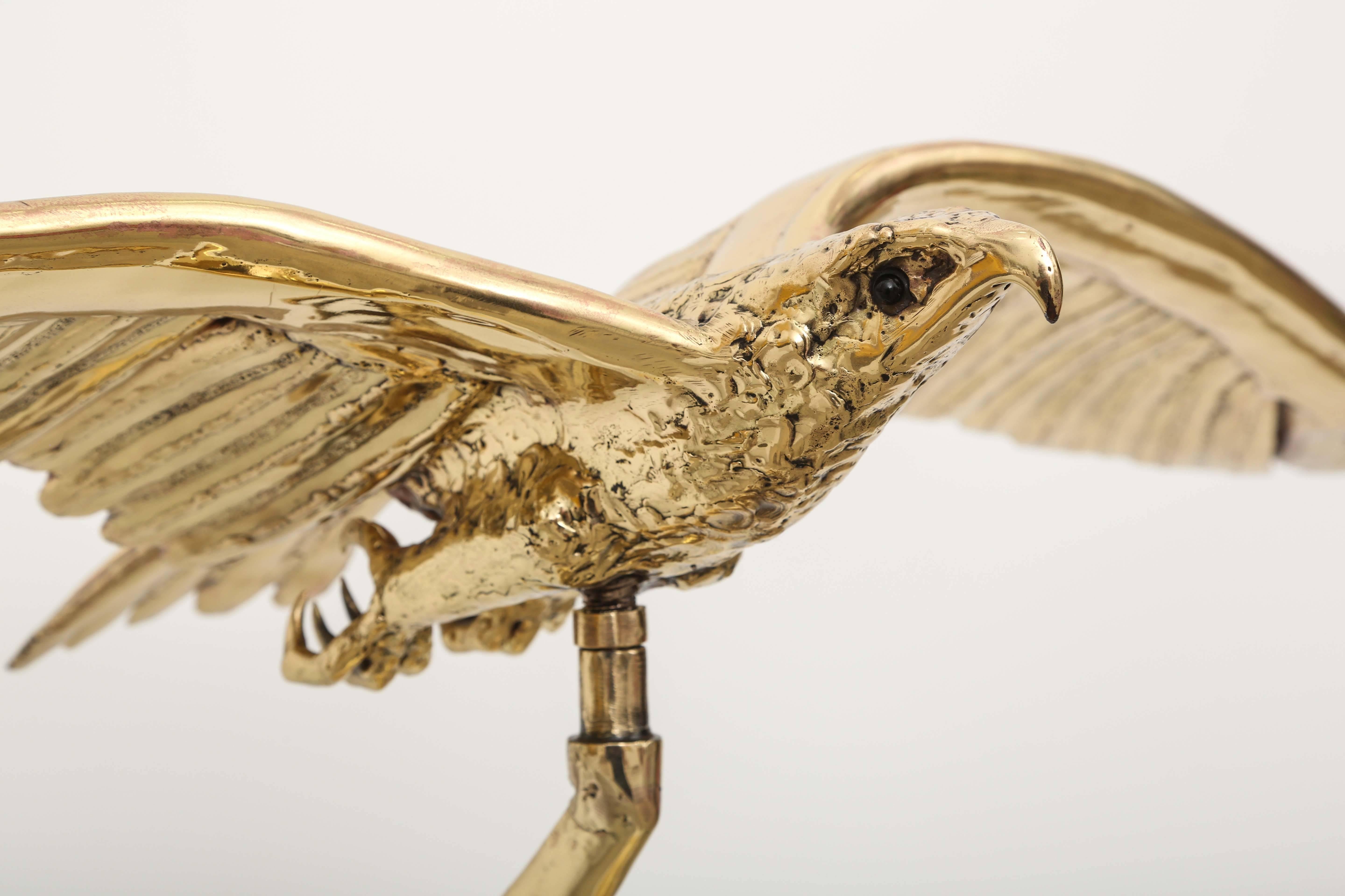 French Golden Bronze Sculpture of a Flying Eagle Signed Piece by J. Duval-Brasseur For Sale