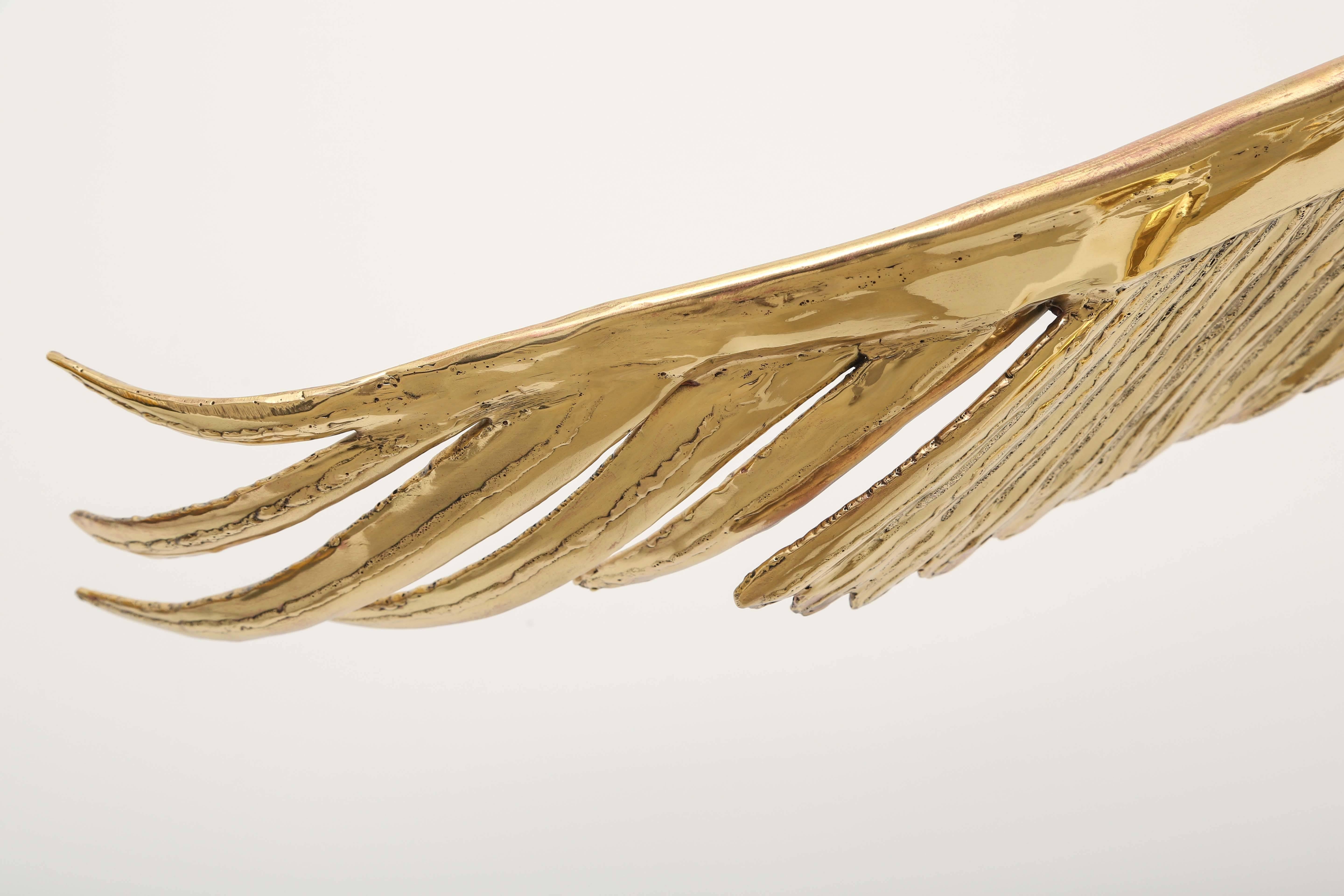 Golden Bronze Sculpture of a Flying Eagle Signed Piece by J. Duval-Brasseur In Excellent Condition For Sale In Miami, FL