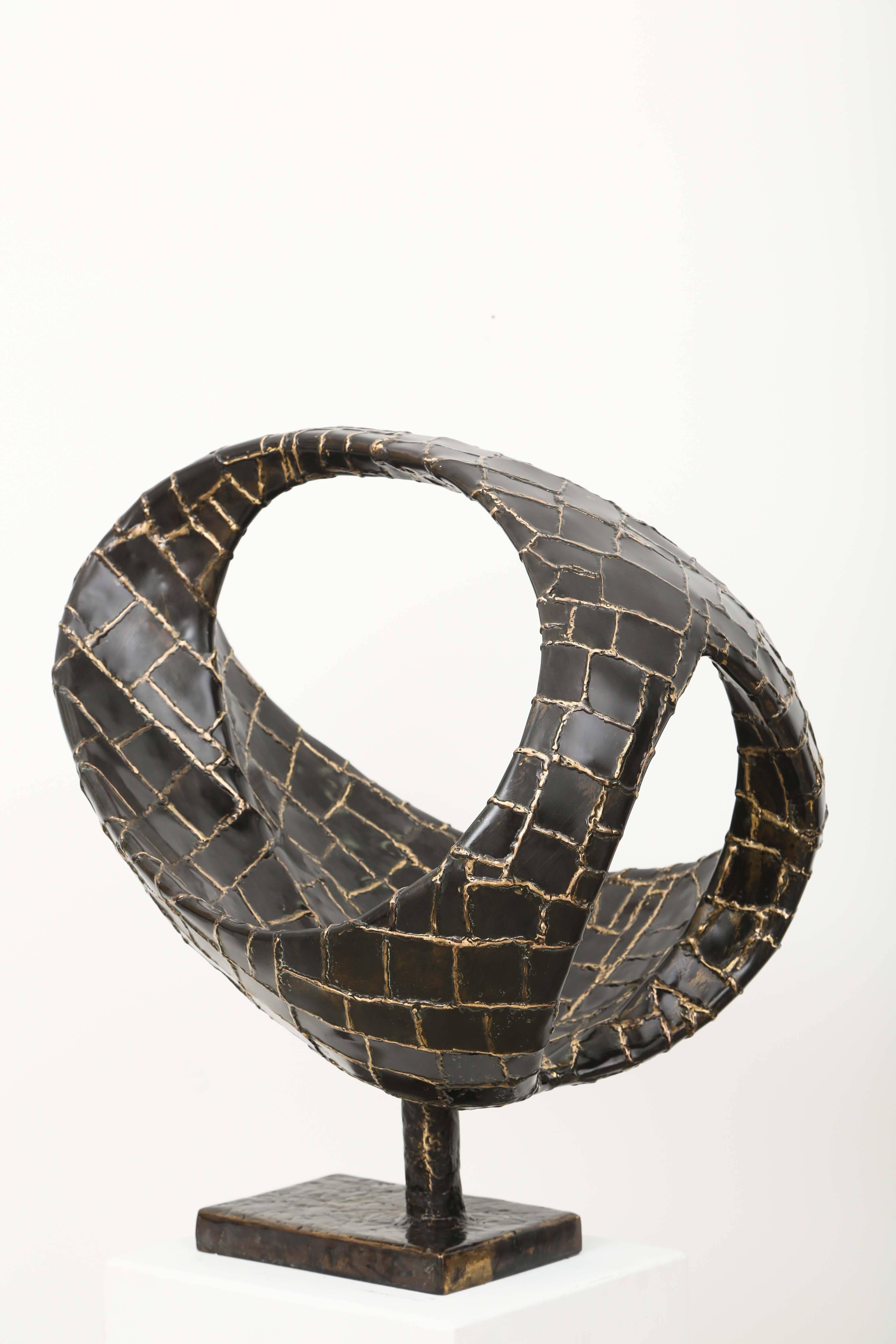 Welded 20th Century Abstract Oval Bronze Sculpture by Jacques Duval-Brasseur