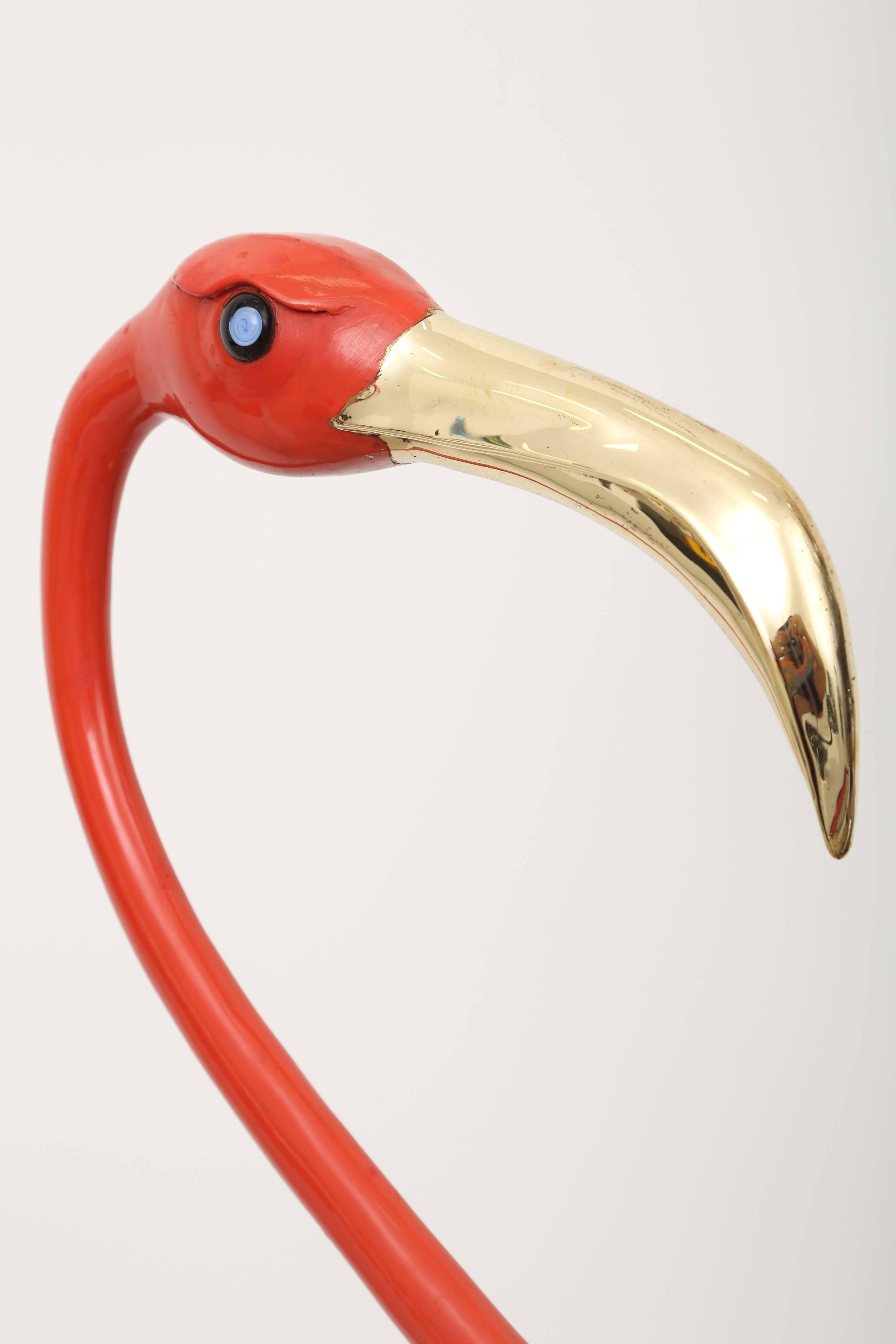 Bronze and Lacquered Flamingo Signed Sculpture by J. Duval Brasseur 3