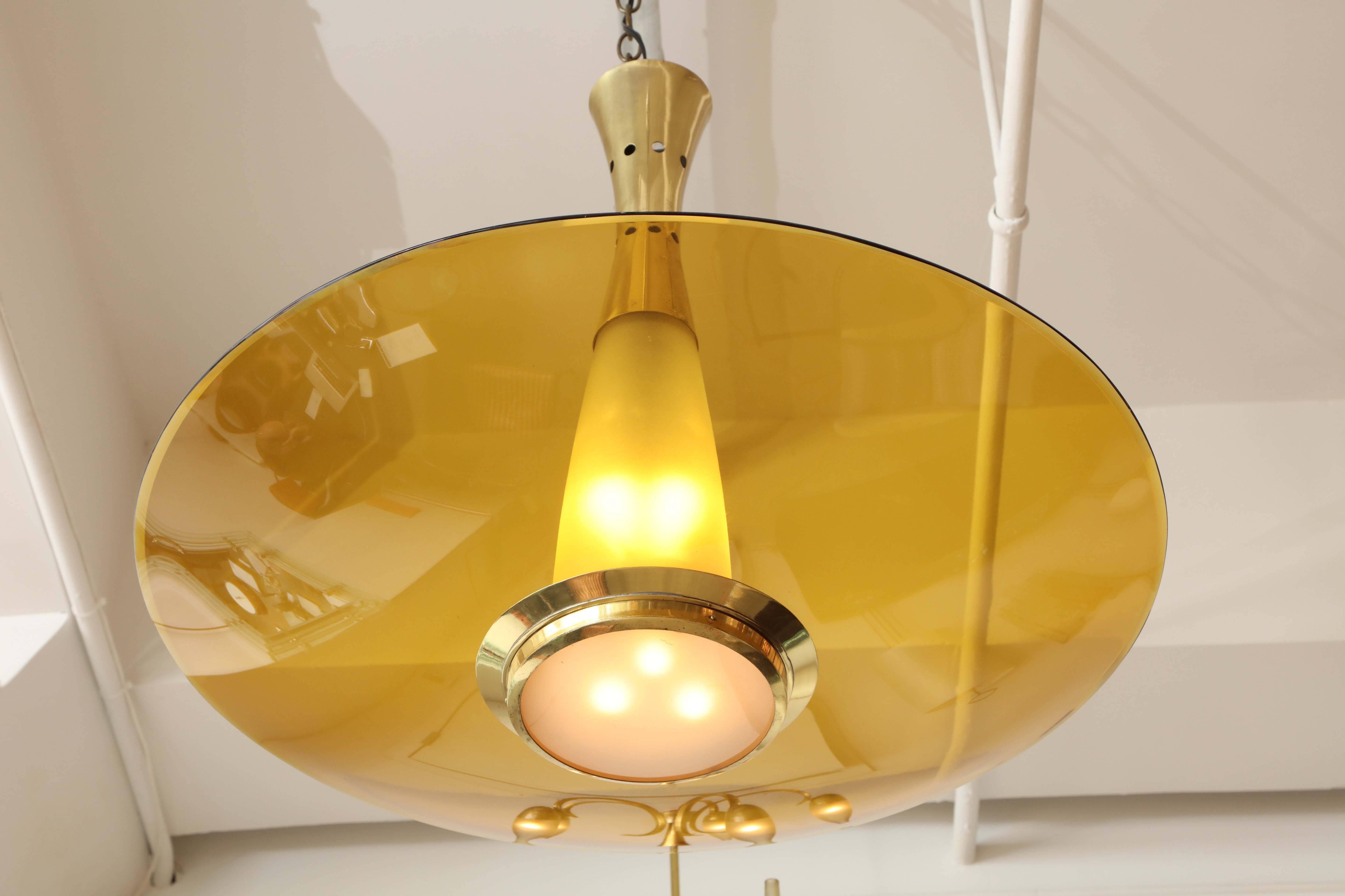 Fontana Arte Max Ingrand chandelier made in Italy 1955 In Excellent Condition For Sale In New York, NY