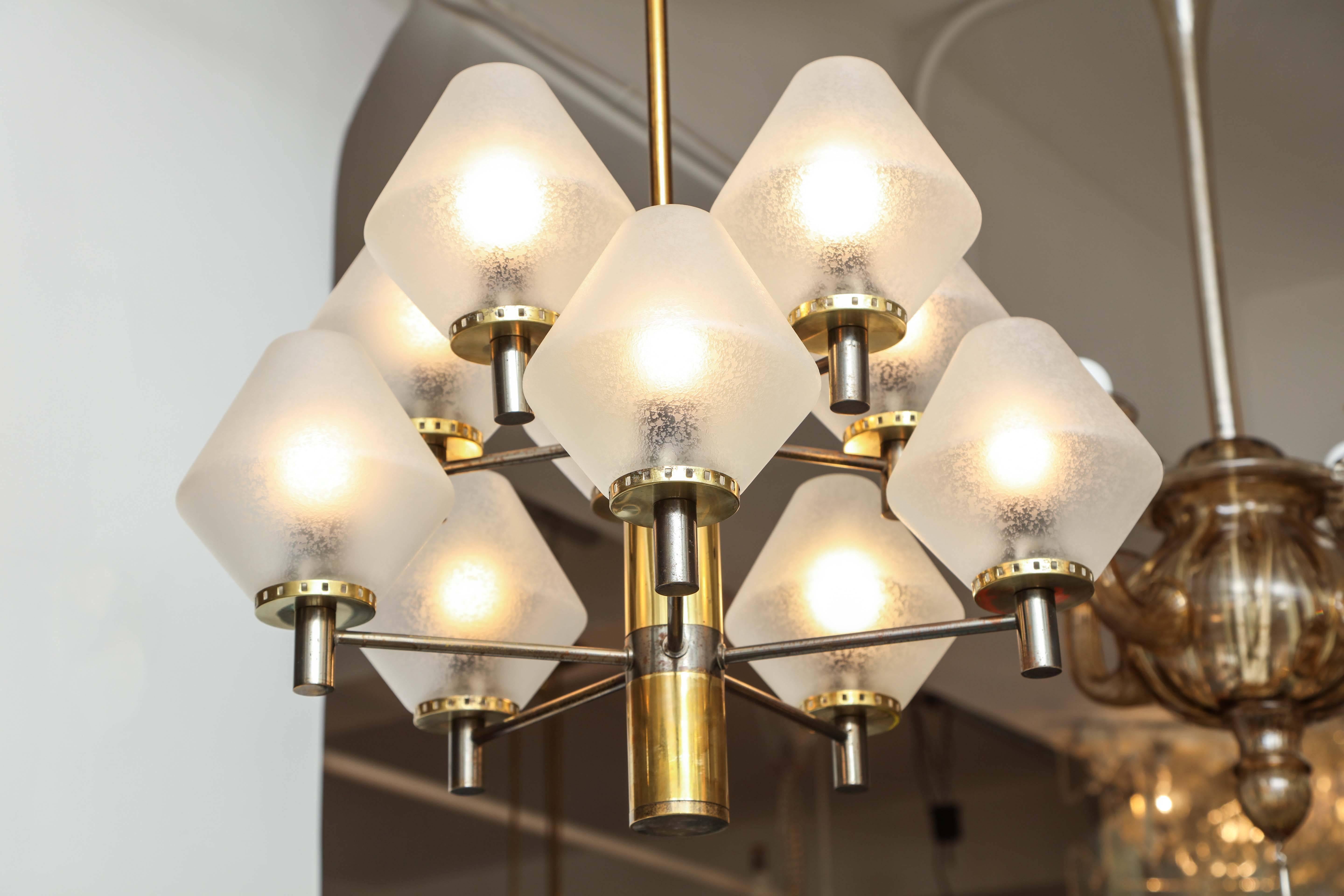 Late 20th Century  Stilnovo ten light chandelier made in Italy 1970 For Sale