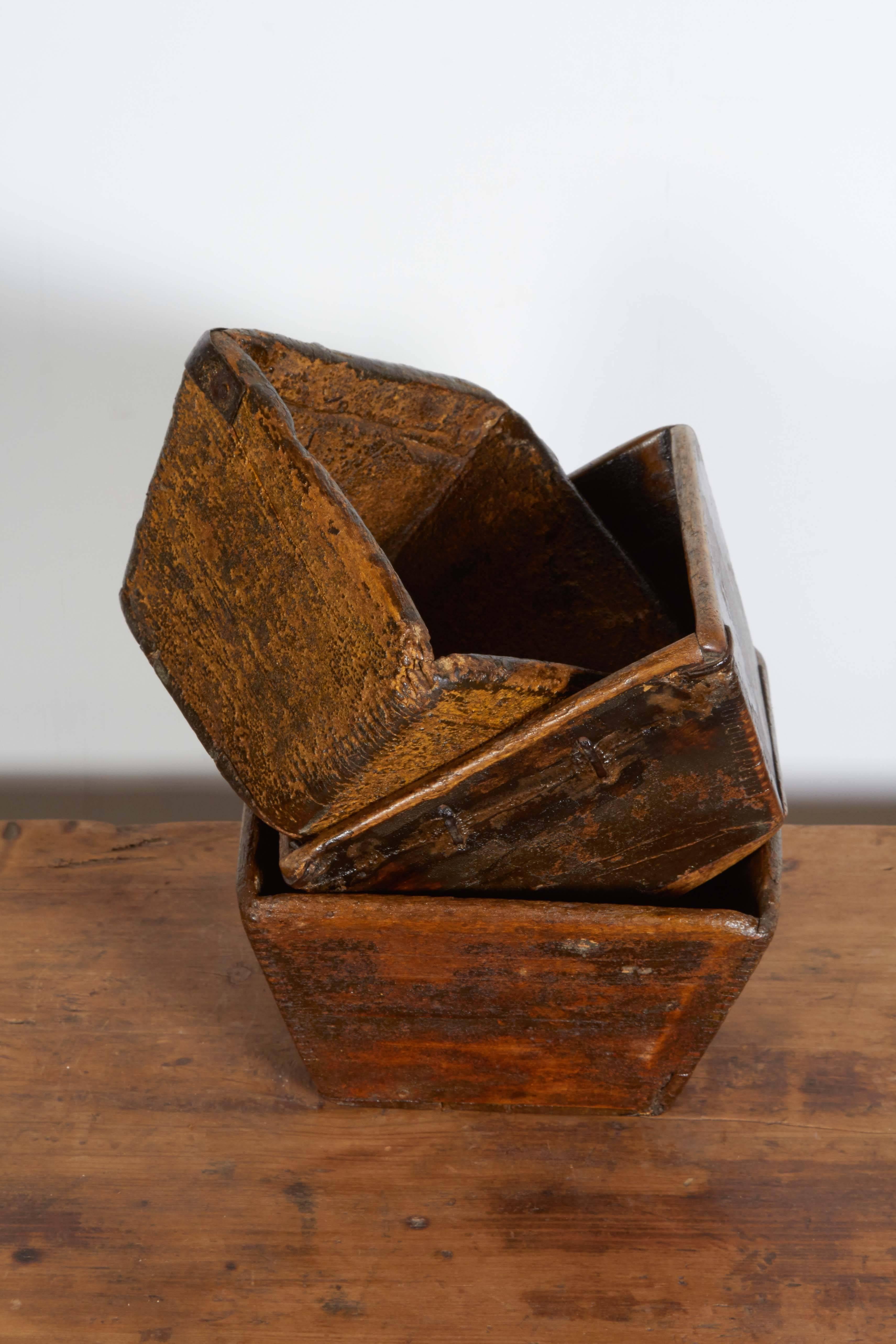 antique wooden grain measures