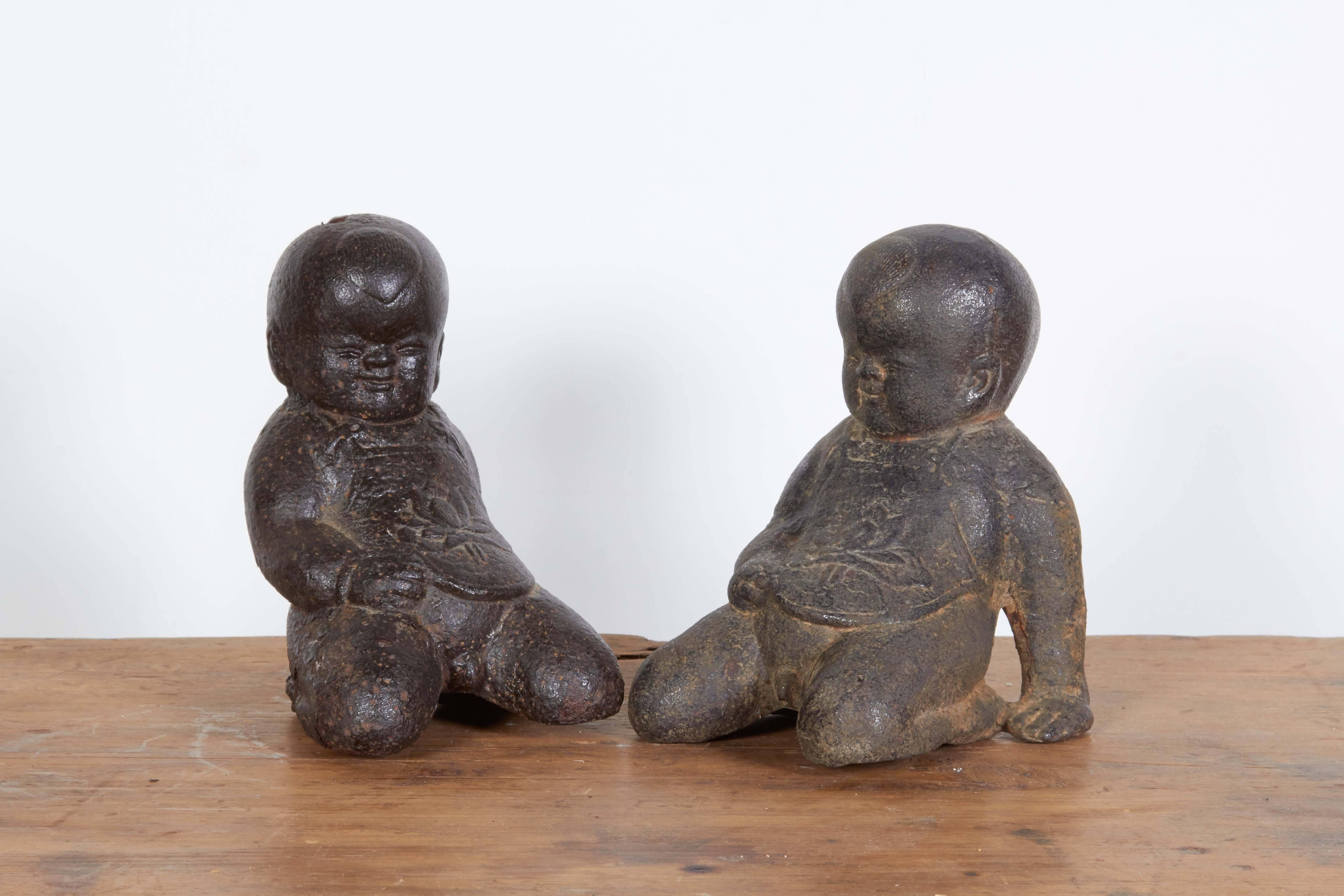 20th Century Pair of Adorable Cast Iron Babies