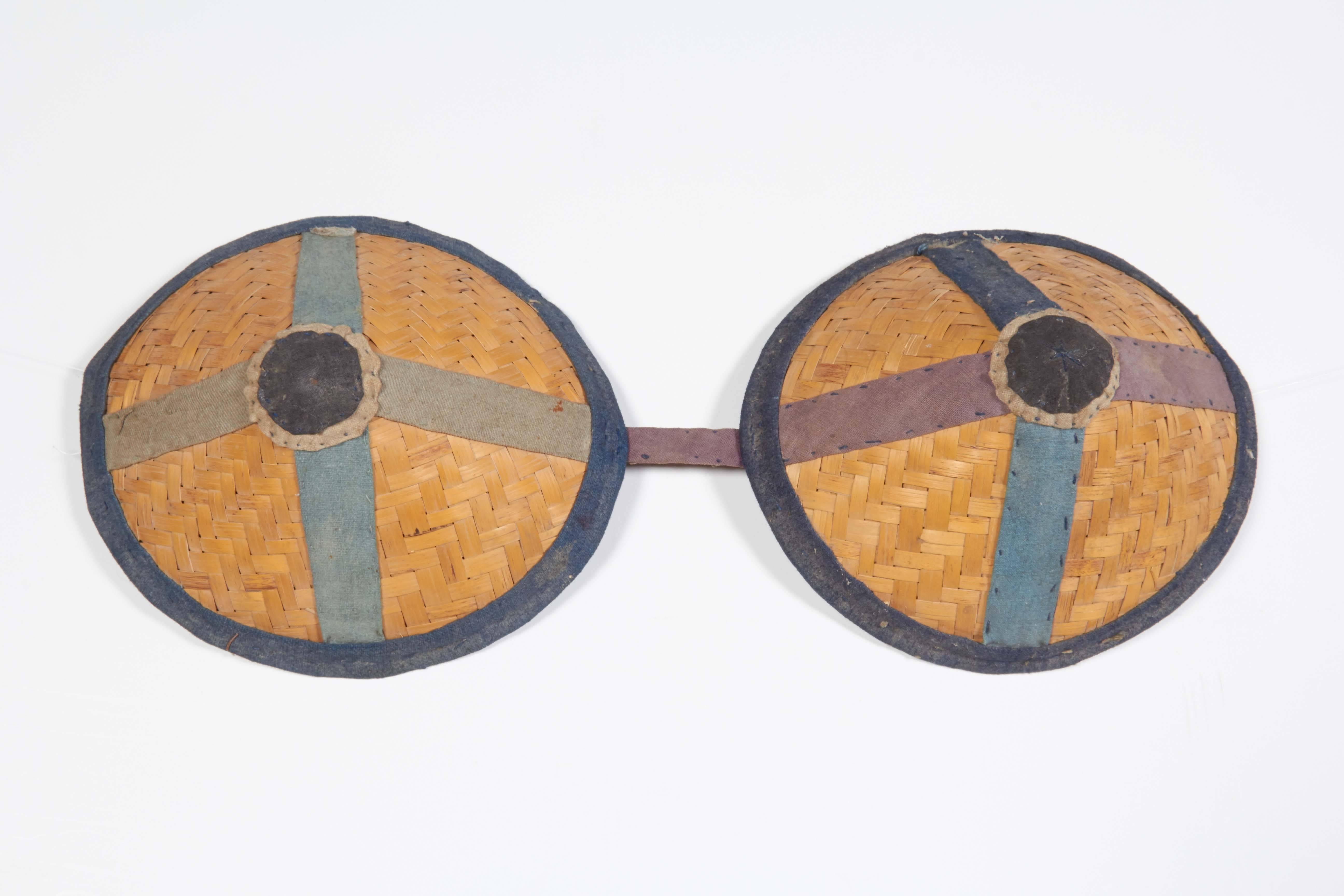 Handwoven Antique Donkey Blinders, Wall Hanging In Good Condition For Sale In New York, NY