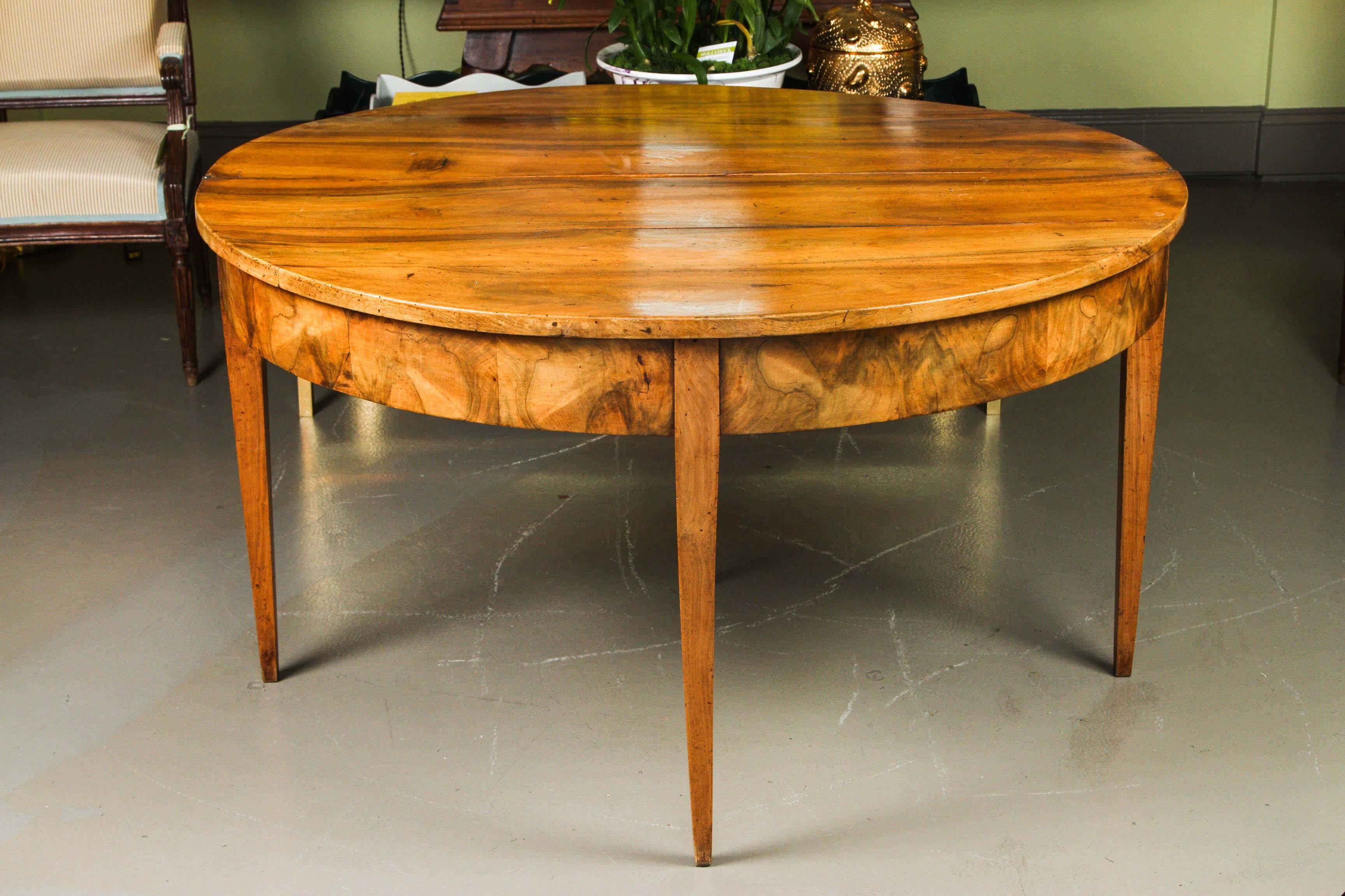 19th Century Large-Scale French Walnut Demilune with Beautiful Patina