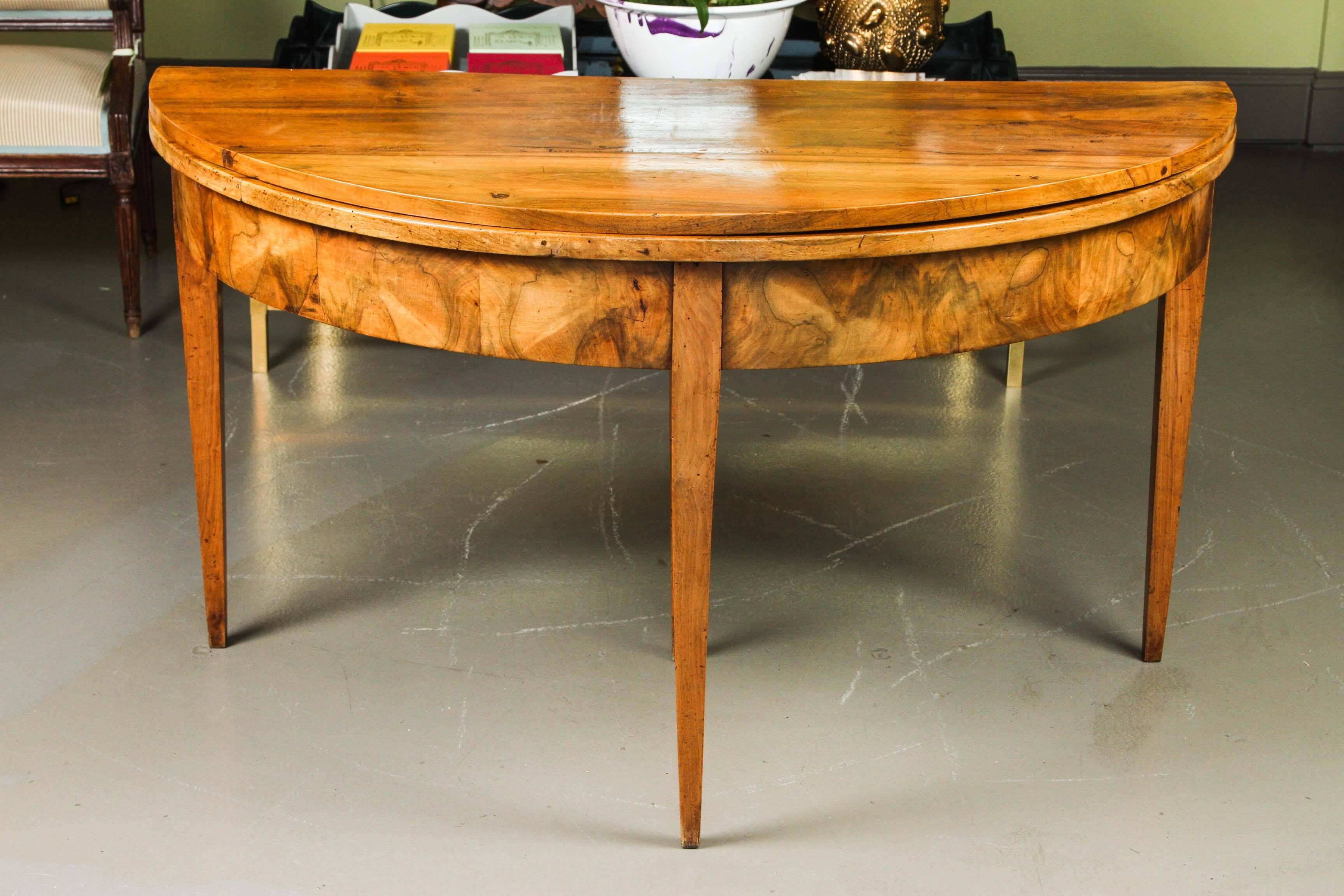 Large-Scale French Walnut Demilune with Beautiful Patina 1