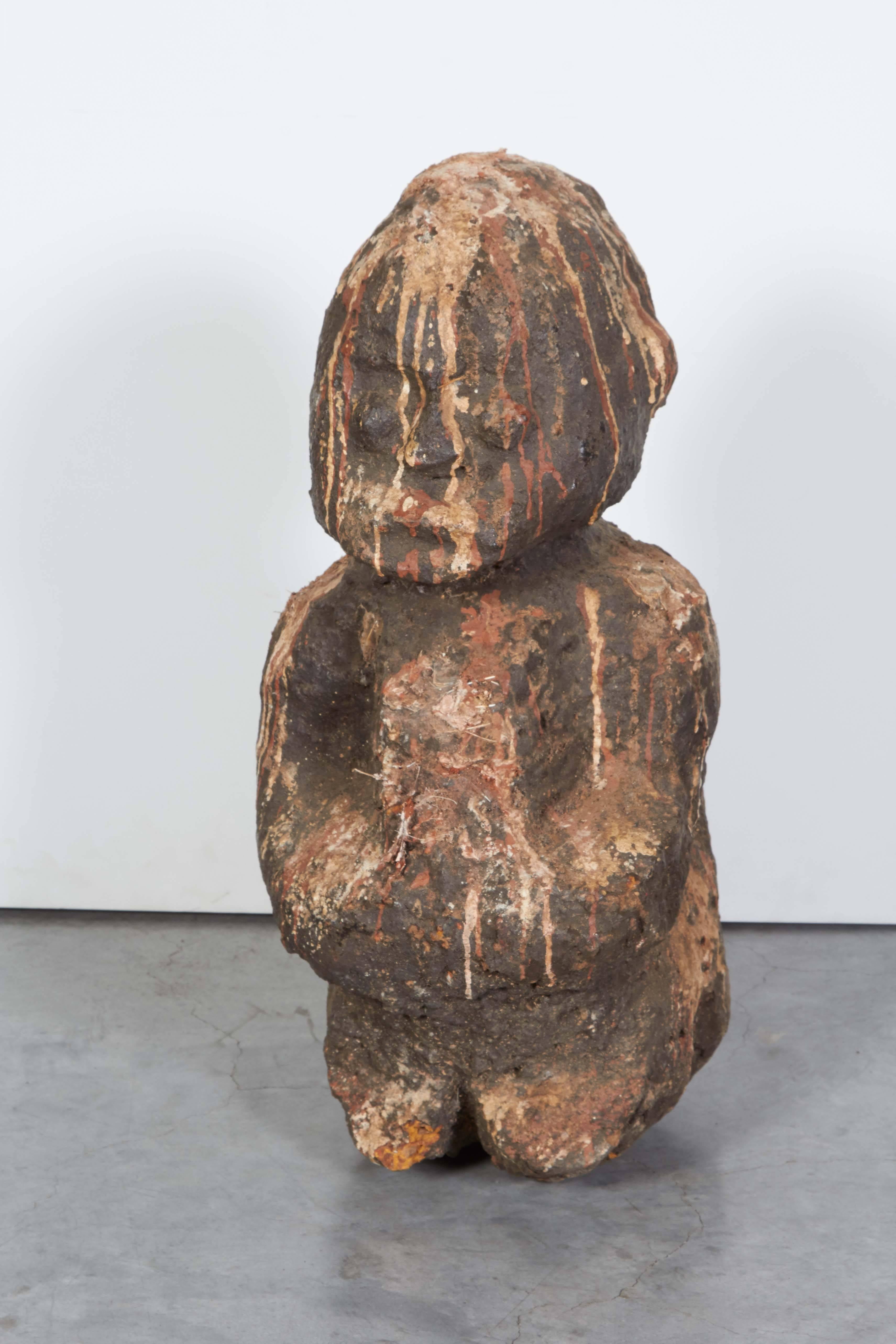 West African Stone Shrine Figure Sculpture, Great Patina And Texture In Good Condition In New York, NY