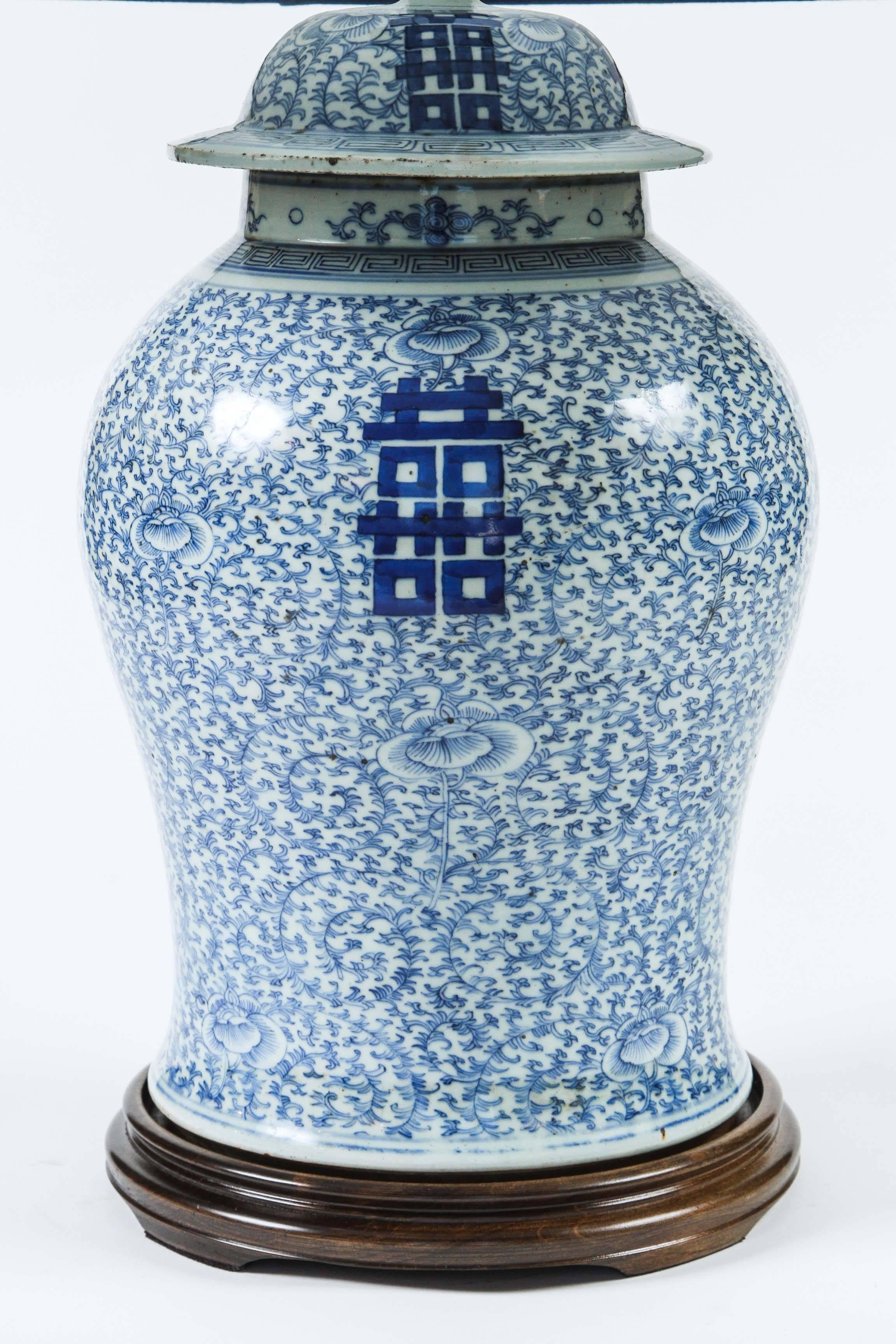 19th Century Chinese Porcelain Ginger Jar, Mounted as a Lamp In Excellent Condition In Los Angeles, CA