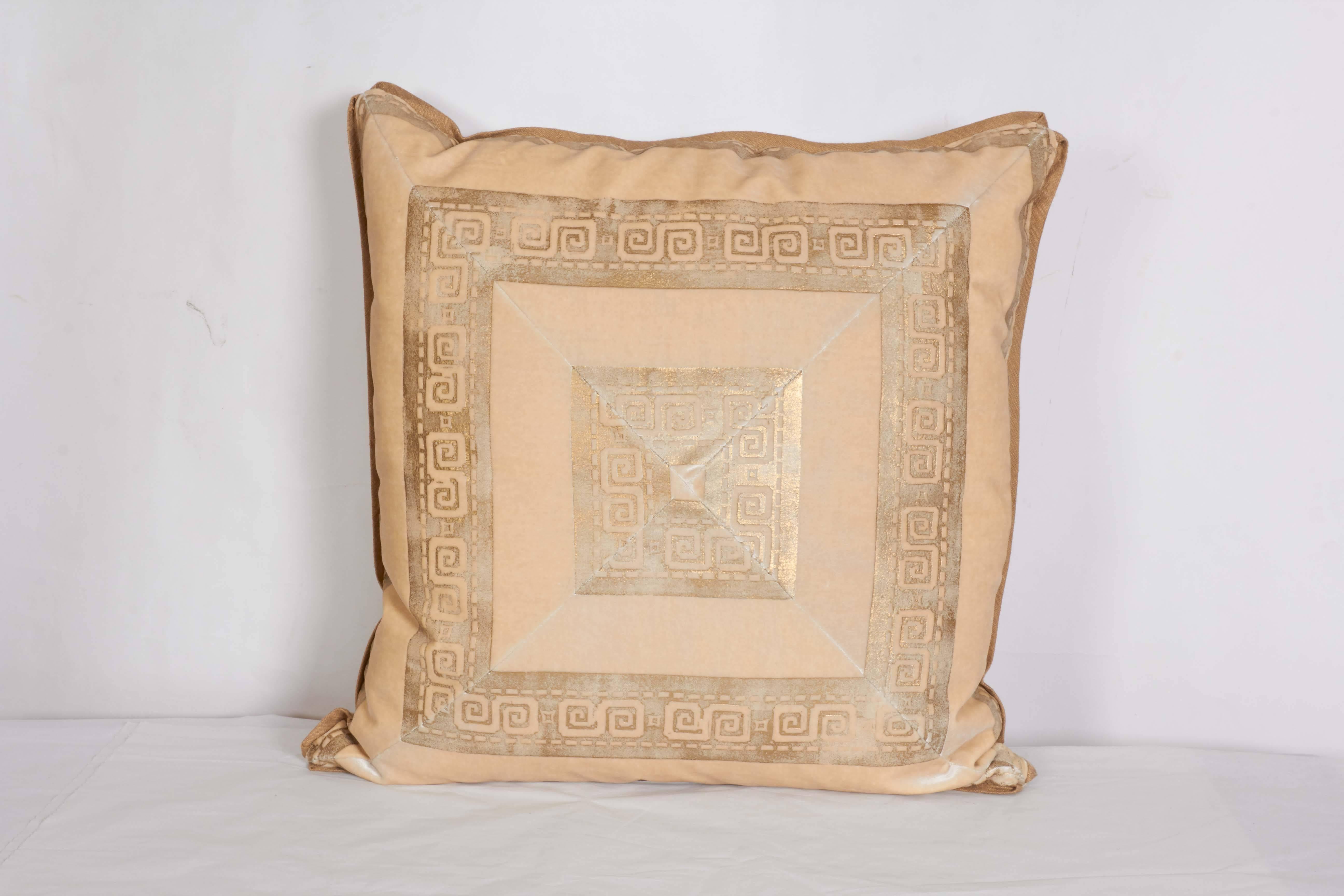 American Pair of Italian White and Beige Velvet Cushions