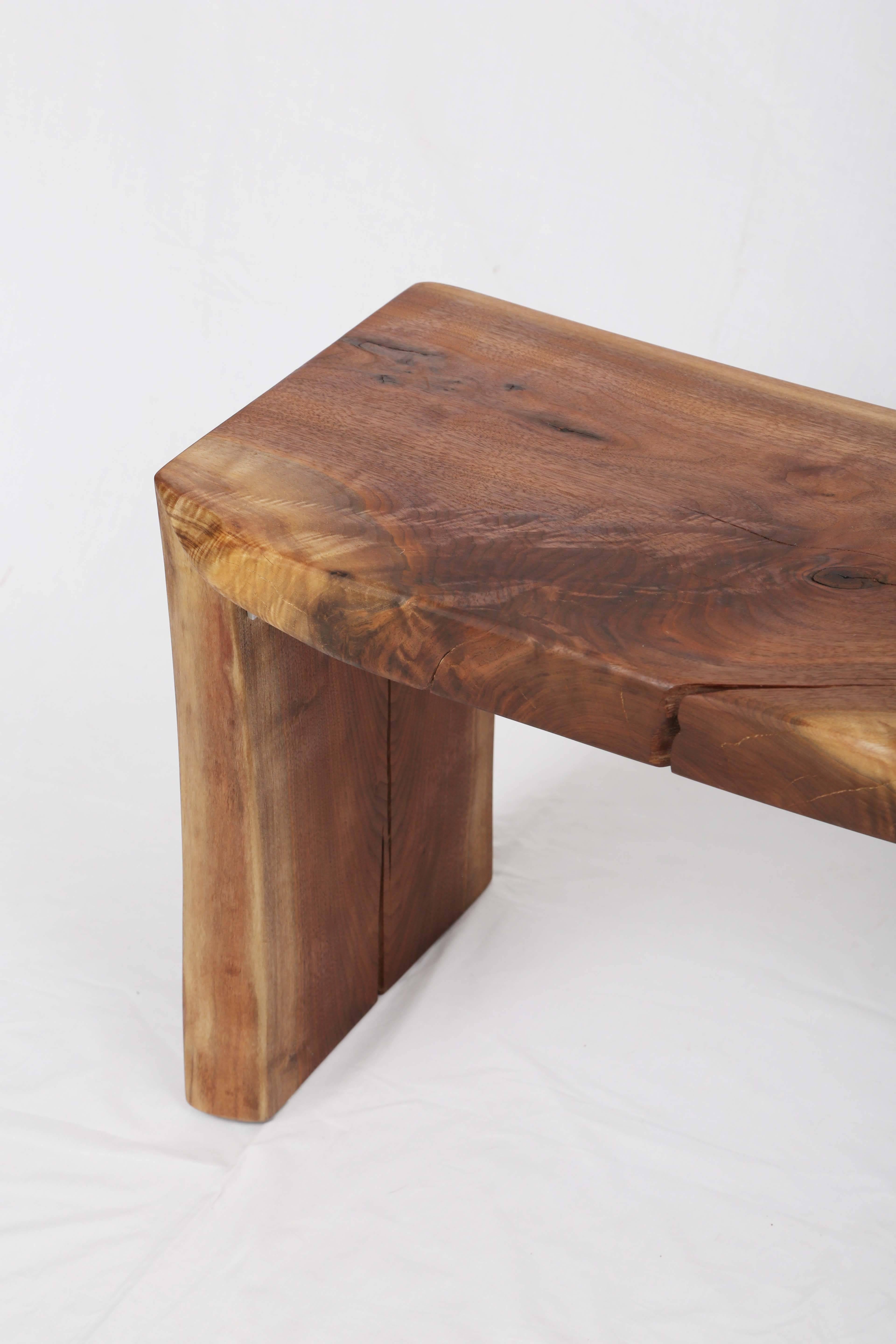 North American One of Its Kind Handmade, Artisan Black Walnut Bench Signed by the Artist
