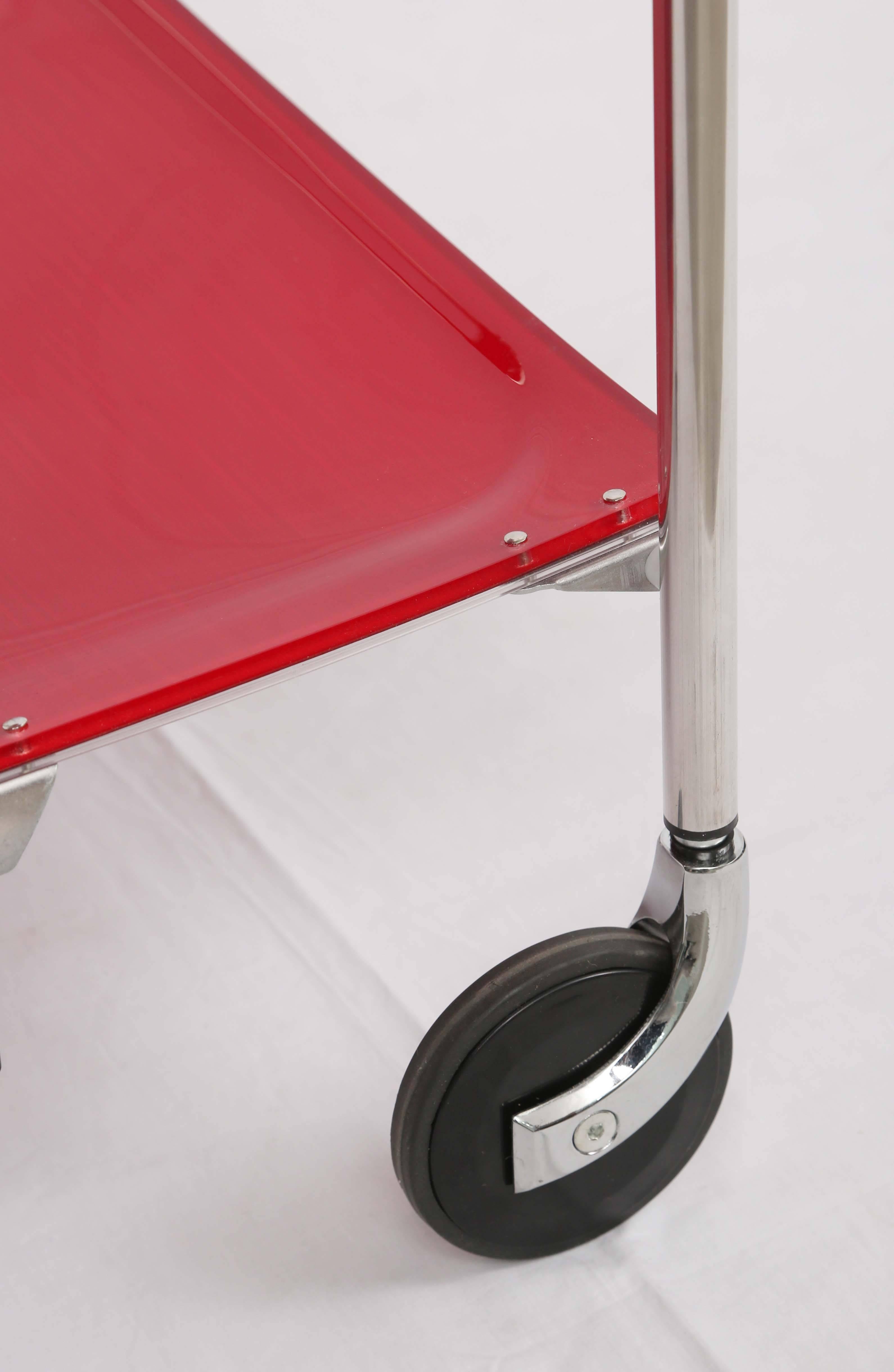 Modern SALE! SALE! SALE !Red Acrylic collepsable Bar Cart , France, reduced 