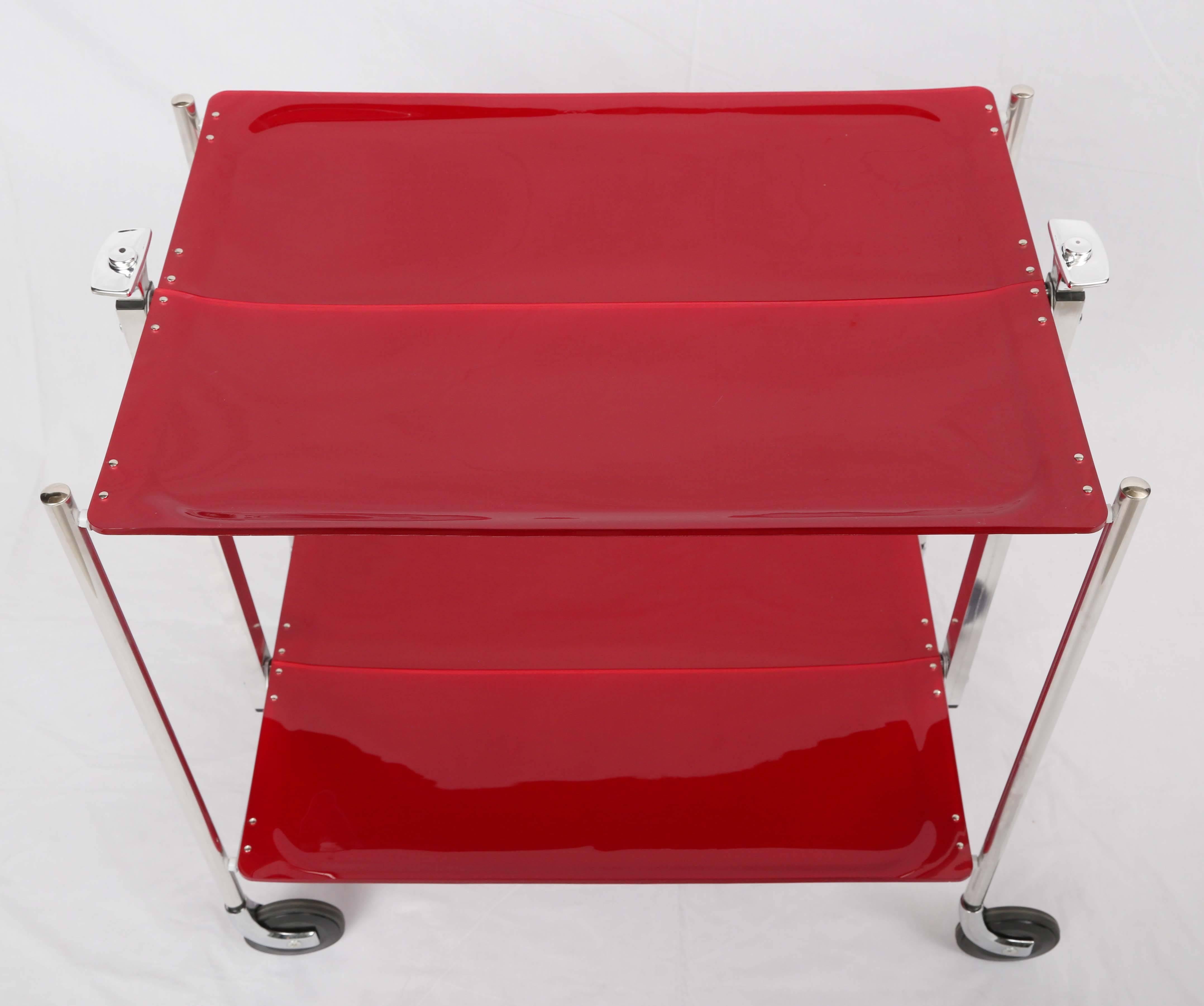 European SALE! SALE! SALE !Red Acrylic collepsable Bar Cart , France, reduced 