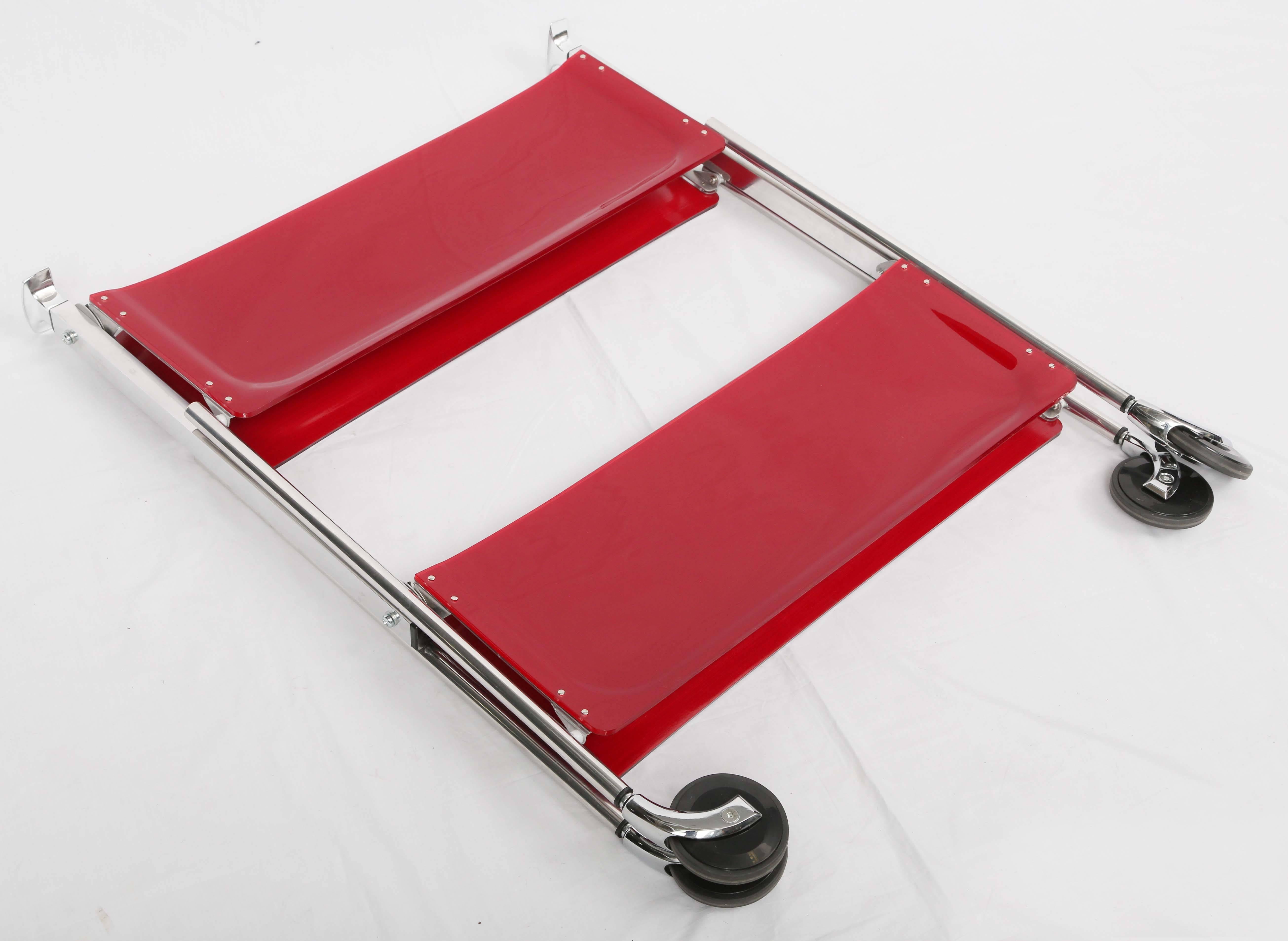 SALE! SALE! SALE !Red Acrylic collepsable Bar Cart , France, reduced  1