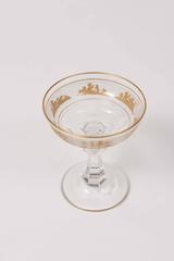Coupe à champagne dorée du Val Saint Lambert avec fond gravé à l'acide