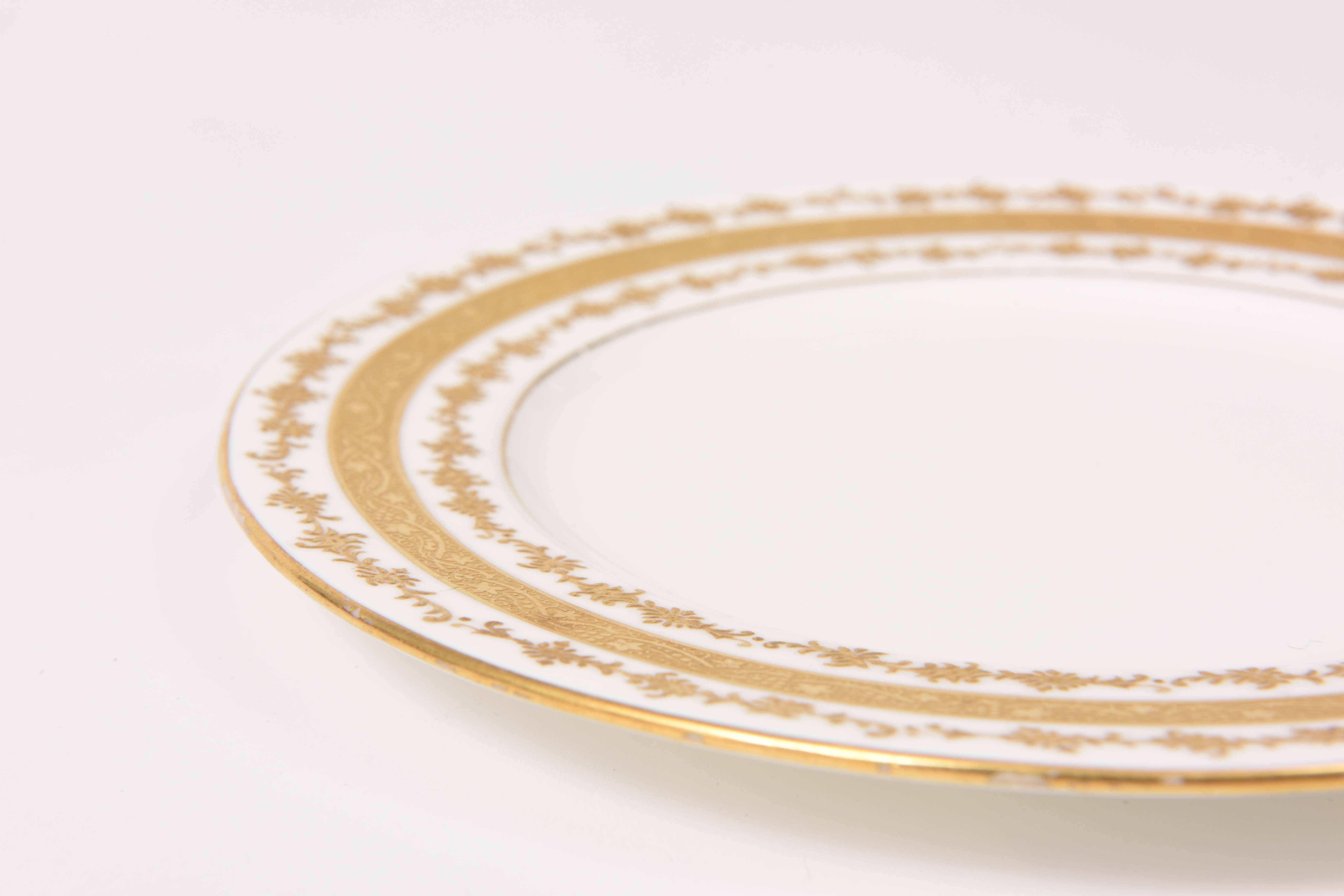 Hand-Crafted Six (6) Custom Tiffany Antique English Gilt Dessert Plates